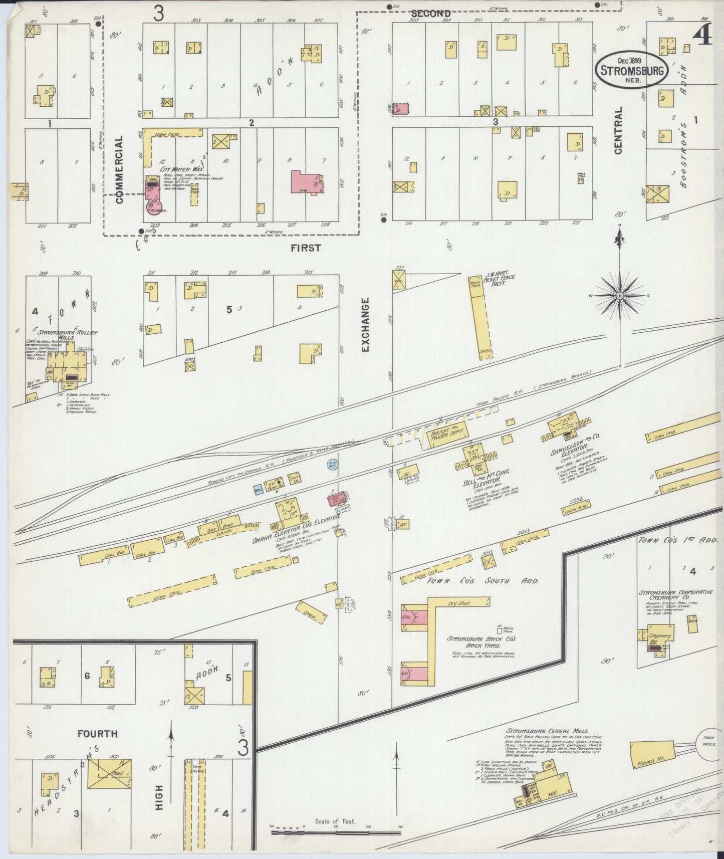 Sanborn Fire Insurance Map from Stromsburg, Polk County, Nebraska (1899), Sheet #0004 - Historic Sanborn Fire Insurance Map Print, vintage old map wall art, antique decor, genealogy gift, Nebraska Nebraska map