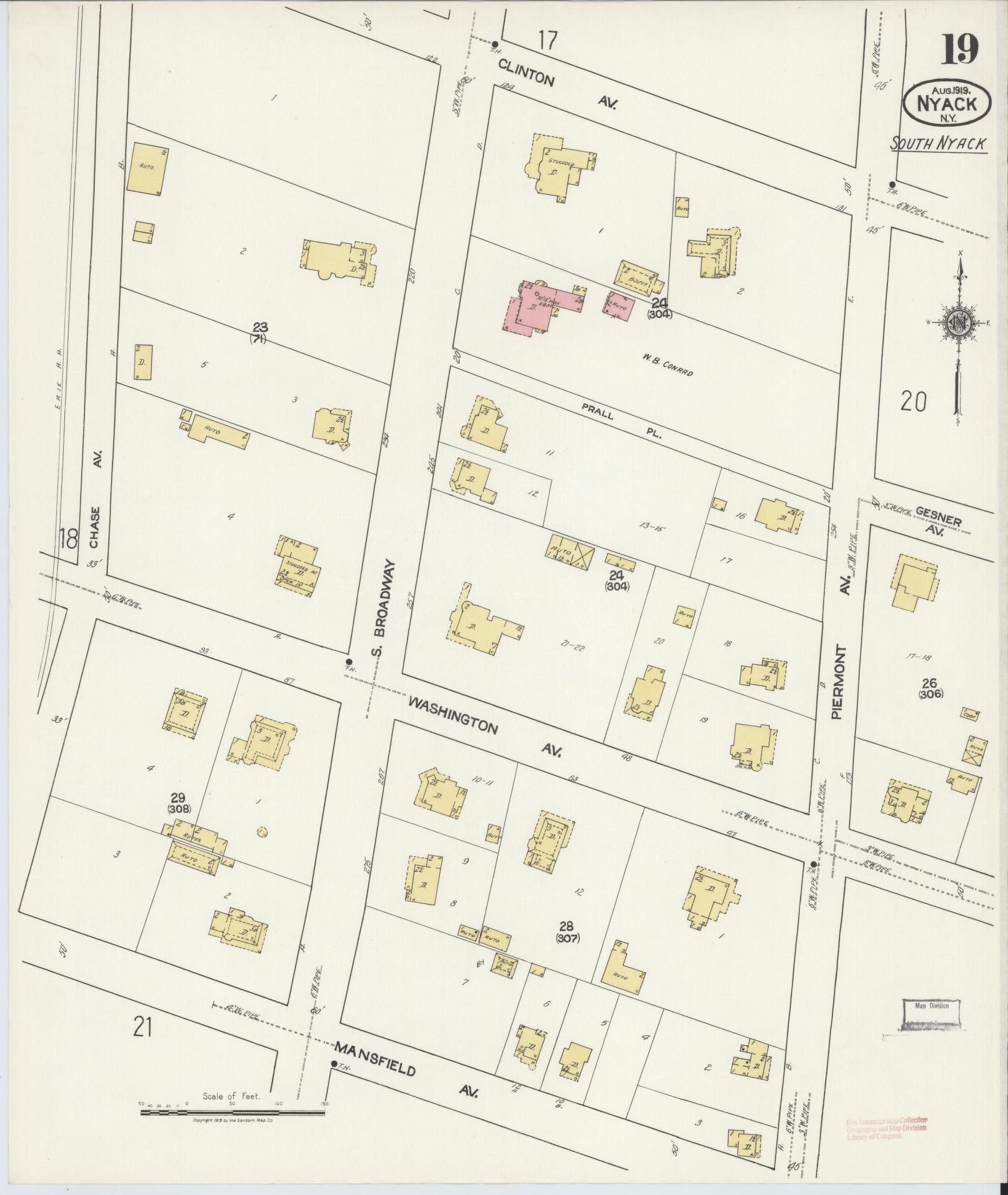Sanborn Fire Insurance Map from Nyack, Rockland County, New York. (1919), Sheet #0019