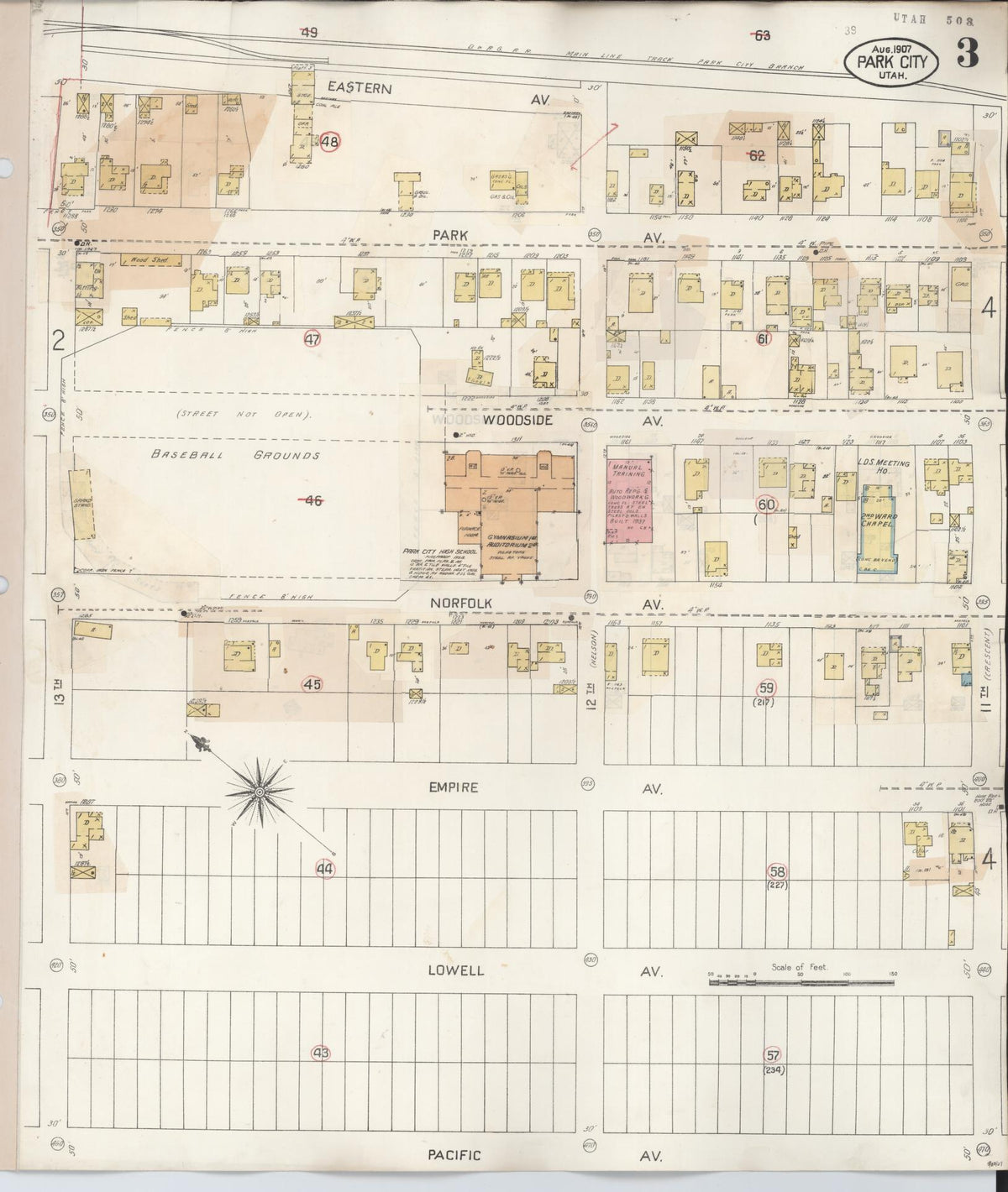 Sanborn Fire Insurance Map from Park City, Summit County, Utah (1940), Sheet #0003 - Historic Sanborn Fire Insurance Map Print, vintage old map wall art, antique decor, genealogy gift, Utah Utah map