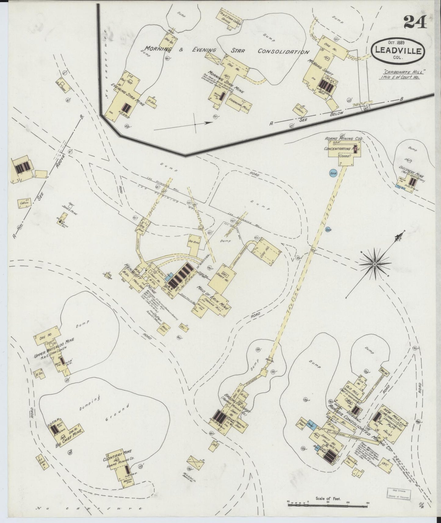 Sanborn Fire Insurance Map from Leadville, Lake County, Colorado (1889), Sheet #0024 - Historic Sanborn Fire Insurance Map Print, vintage old map wall art, antique decor, genealogy gift, Colorado Colorado map