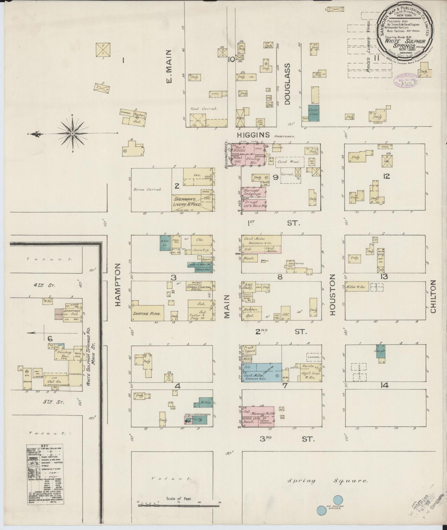 Sanborn Fire Insurance Map from White Sulphur Springs, Meagber County, Montana (1886), Sheet #0001 - Historic Sanborn Fire Insurance Map Print, vintage old map wall art, antique decor, genealogy gift, Montana Montana map