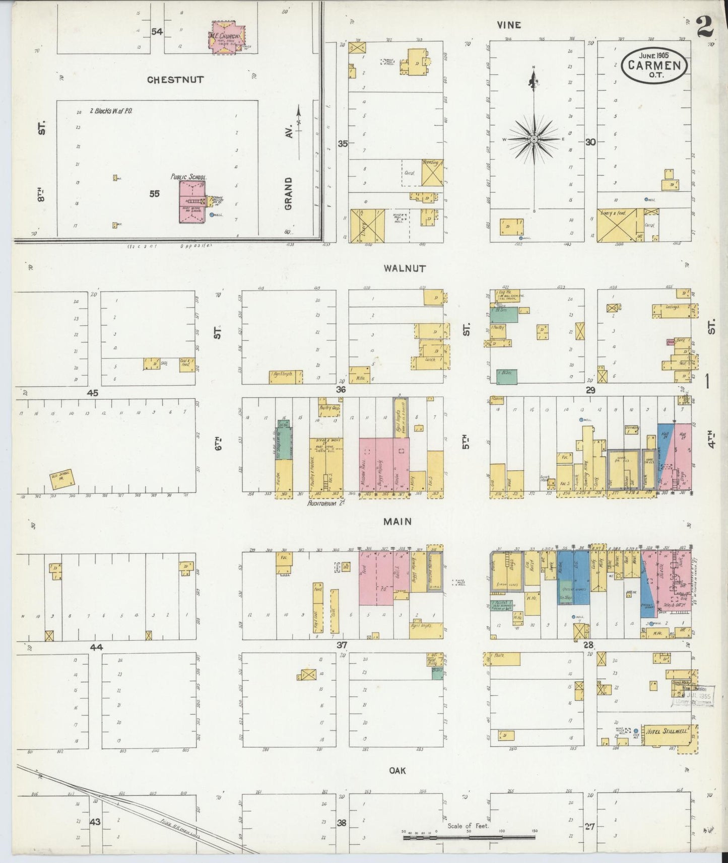 Sanborn Fire Insurance Map from Carmen, Alfalfa County, Oklahoma (1905), Sheet #0002 - Historic Sanborn Fire Insurance Map Print, vintage old map wall art, antique decor, genealogy gift, Oklahoma Oklahoma map
