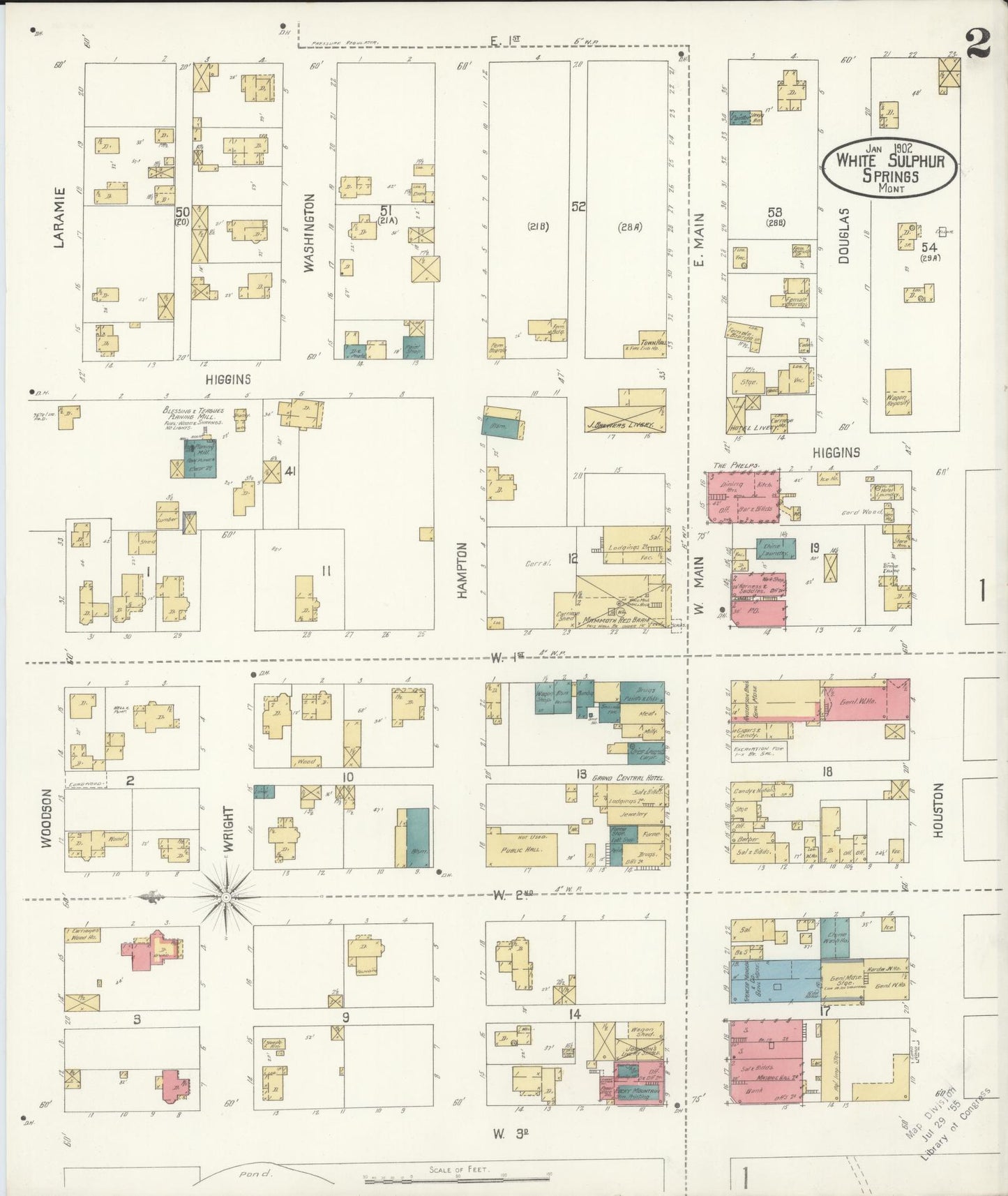 Sanborn Fire Insurance Map from White Sulphur Springs, Meagber County, Montana (1902), Sheet #0002 - Complete Map Set gallery image, historic Sanborn map, vintage wall art, Montana Montana