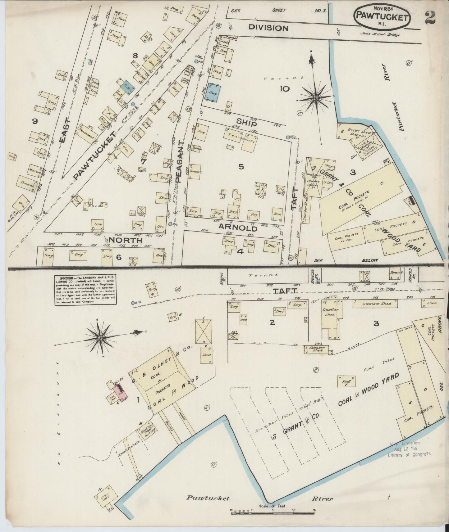 Sanborn Fire Insurance Map from Pawtucket, Providence County, Rhode Island (1884), Sheet #0002 - Historic Sanborn Fire Insurance Map Print, vintage old map wall art, antique decor, genealogy gift, Rhode Island Rhode Island map