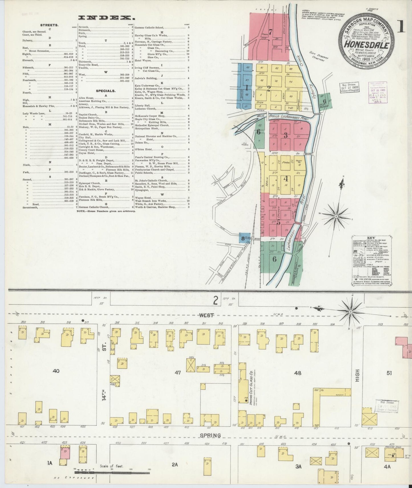 Sanborn Fire Insurance Map from Honesdale, Wayne County, Pennsylvania. (1903) – Historic Sanborn Fire Insurance Map Print