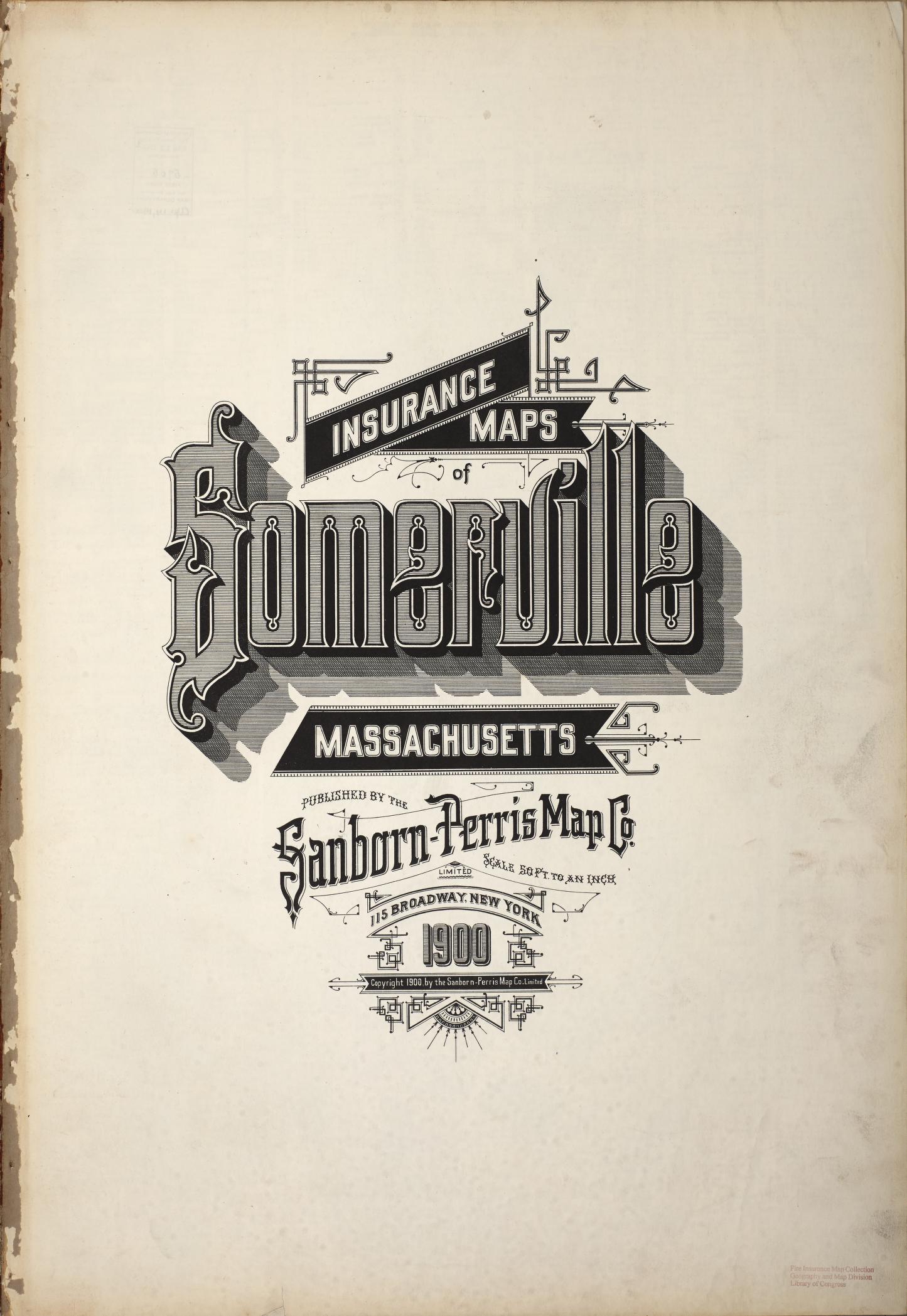 Sanborn Fire Insurance Map from Somerville, Middlesex County, Massachusetts (1900), Sheet #0001 - Historic Sanborn Fire Insurance Map Print, vintage old map wall art, antique decor, genealogy gift, Massachusetts Massachusetts map