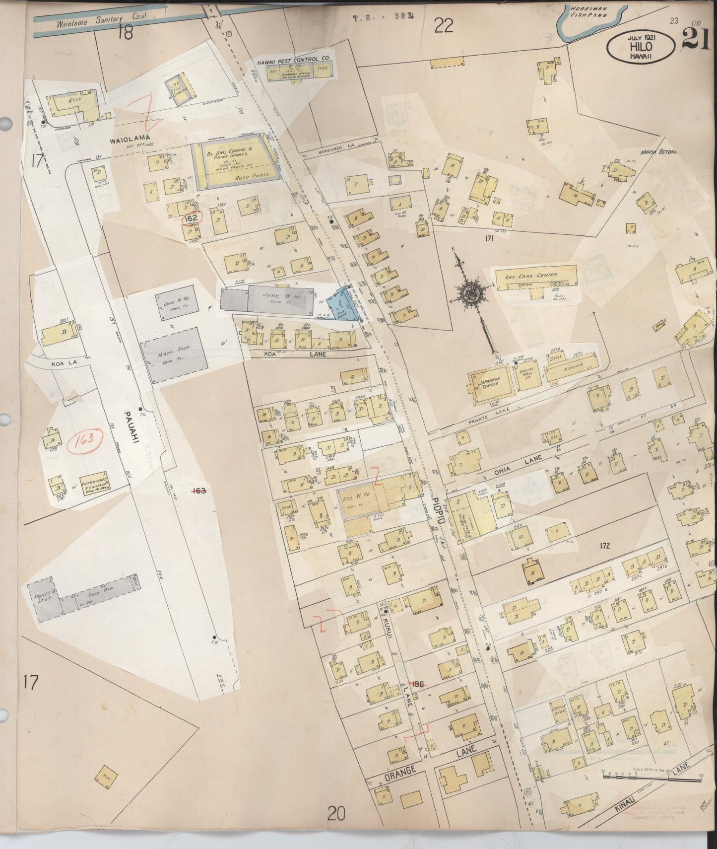 Sanborn Fire Insurance Map from Hilo, Hawaii County, Hawaii (1957), Sheet #0021 - Historic Sanborn Fire Insurance Map Print