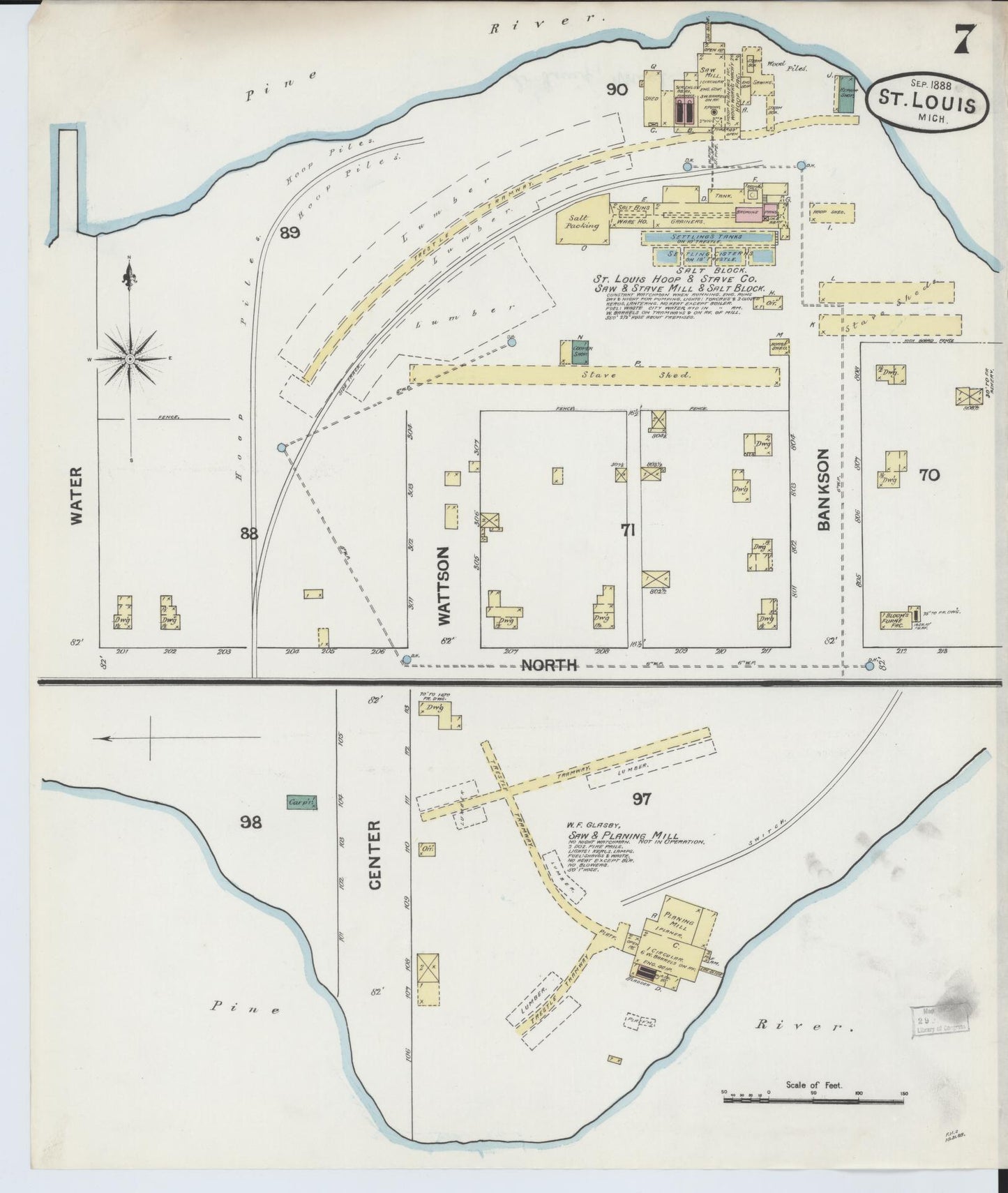 Sanborn Fire Insurance Map from Saint Louis, Gratiot County, Michigan (1888), Sheet #0007 - Complete Map Set gallery image, historic Sanborn map, vintage wall art, Michigan Michigan