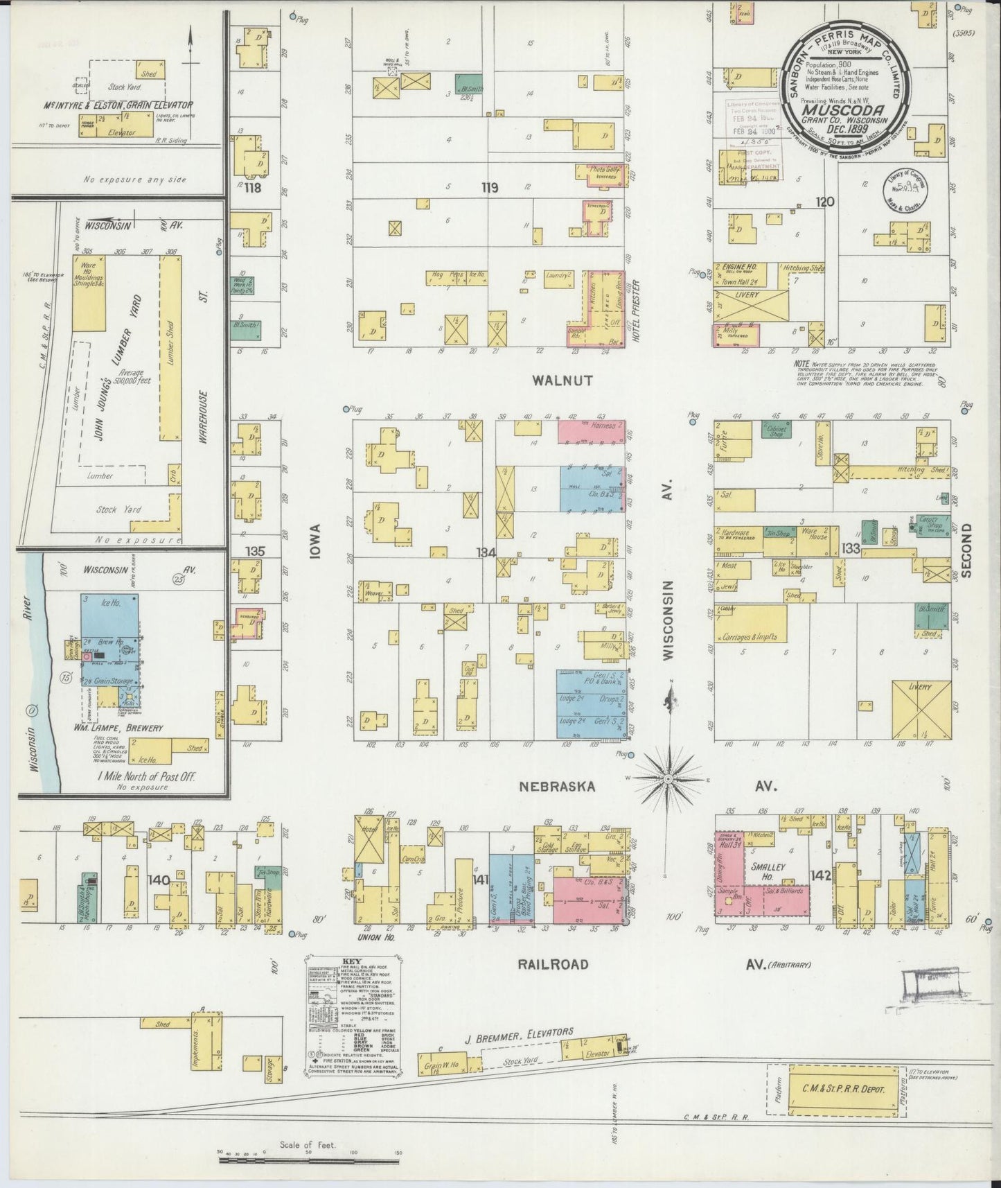 Sanborn Fire Insurance Map from Muscoda, Grant County, Wisconsin (1899), Sheet #0001 - Historic Sanborn Fire Insurance Map Print, vintage old map wall art, antique decor, genealogy gift, Wisconsin Wisconsin map