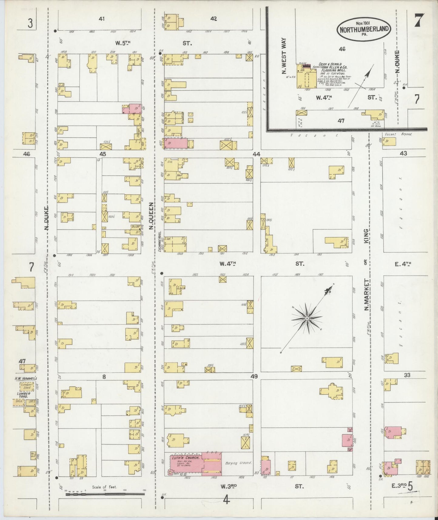 Sanborn Fire Insurance Map from Northumberland, Northumberland County, Pennsylvania (1901), Sheet #0007 - Complete Map Set gallery image, historic Sanborn map, vintage wall art, Pennsylvania Pennsylvania