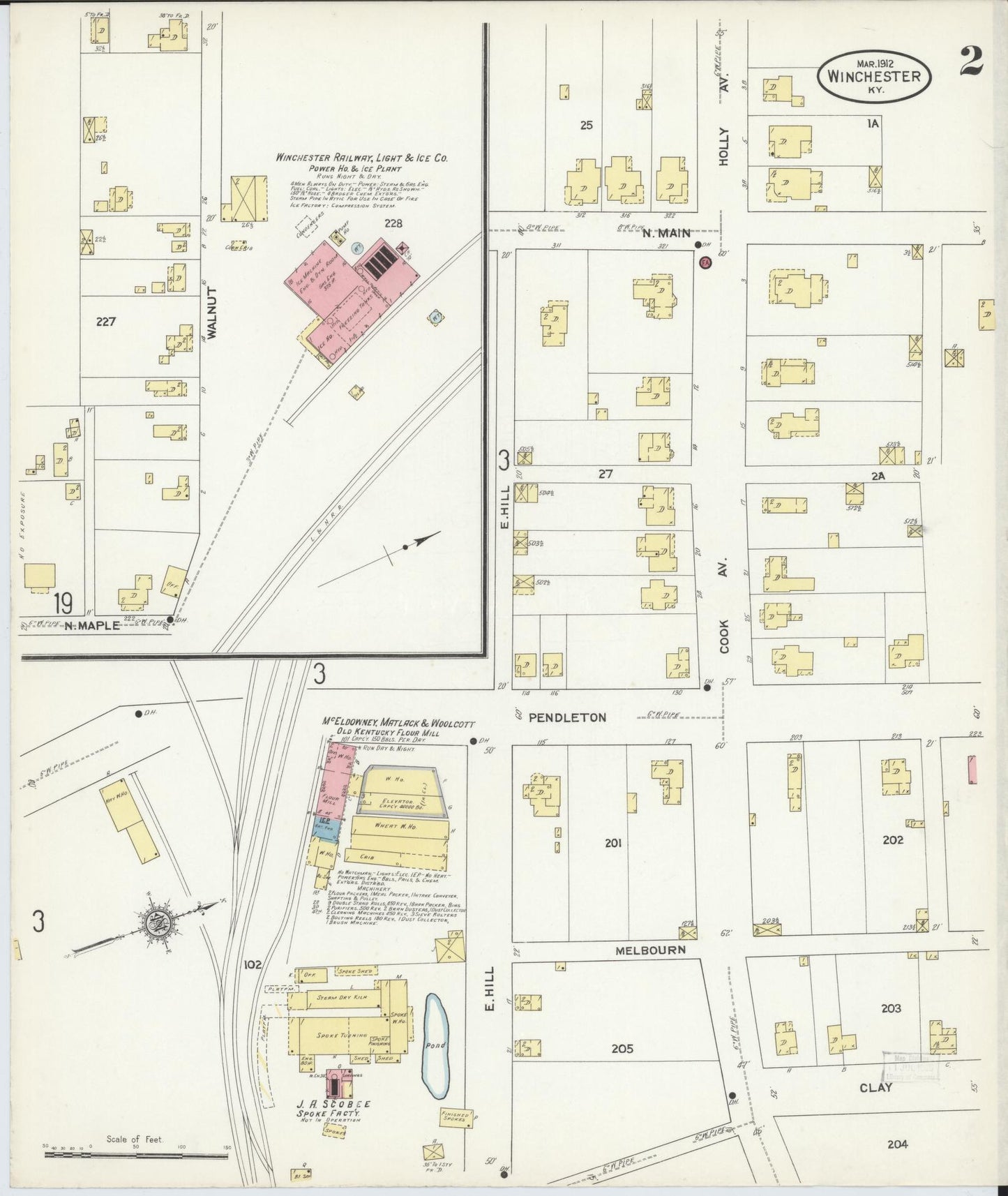 Sanborn Fire Insurance Map from Winchester, Clark County, Kentucky (1912), Sheet #0002 - Historic Sanborn Fire Insurance Map Print, vintage old map wall art, antique decor, genealogy gift, Kentucky Kentucky map