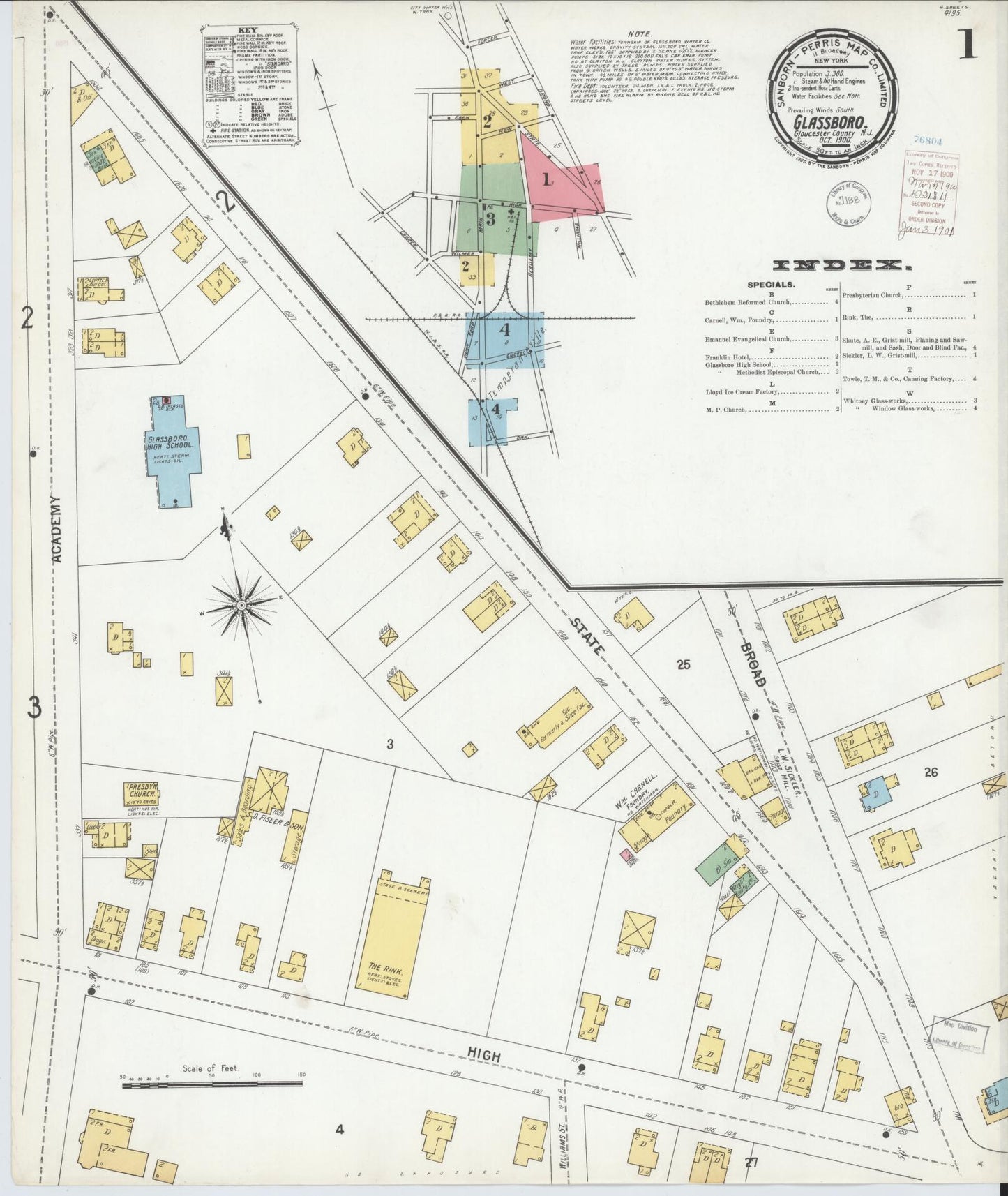 Sanborn Fire Insurance Map from Glassboro, Gloucester County, New Jersey. (1900) – Historic Sanborn Fire Insurance Map Print