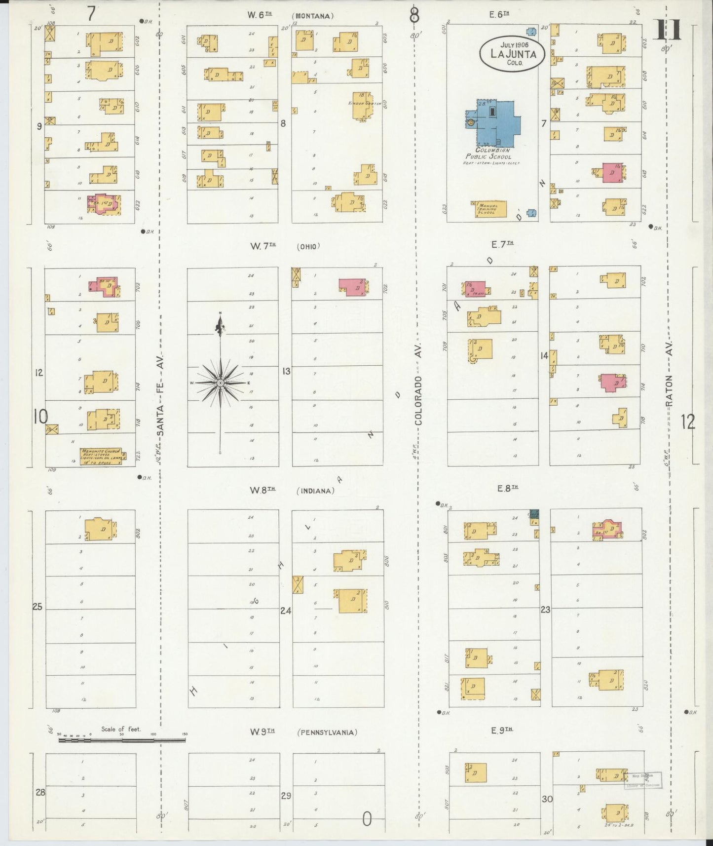 Sanborn Fire Insurance Map from La Junta, Otero County, Colorado (1906), Sheet #0011 - Historic Sanborn Fire Insurance Map Print, vintage old map wall art, antique decor, genealogy gift, Colorado Colorado map