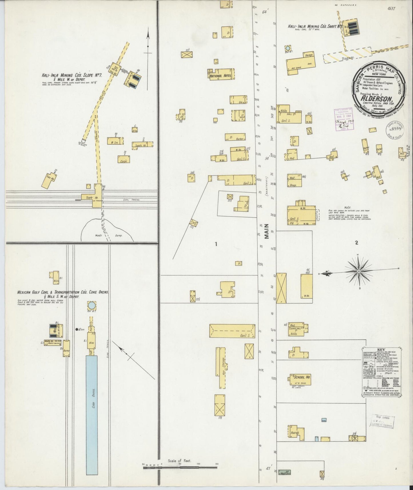 Sanborn Fire Insurance Map from Alderson, Pittsburg County, Oklahoma (1901), Sheet #0001 - Historic Sanborn Fire Insurance Map Print, vintage old map wall art, antique decor, genealogy gift, Oklahoma Oklahoma map
