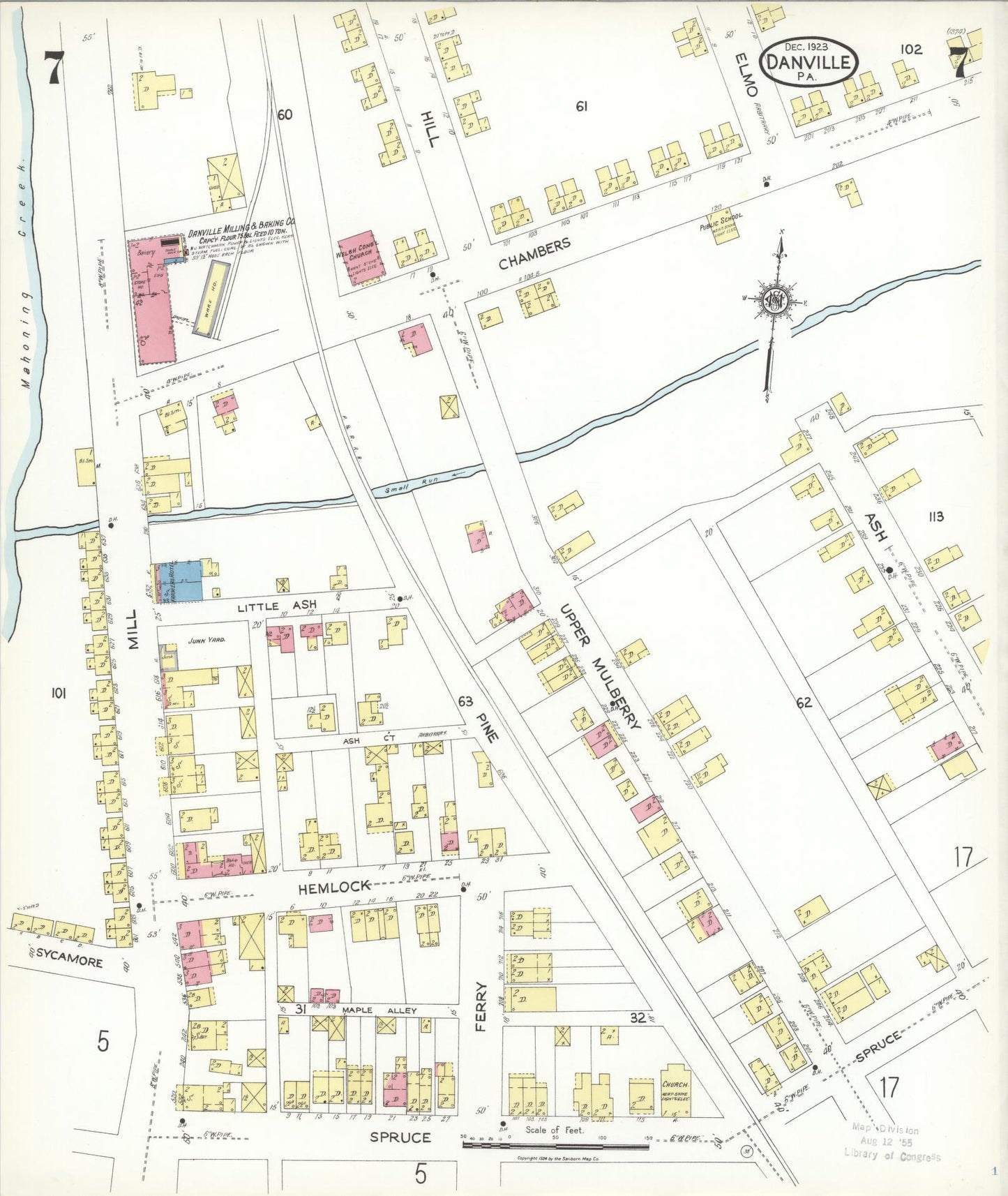 Sanborn Fire Insurance Map from Danville, Montour County, Pennsylvania (1923), Sheet #0007 - Historic Sanborn Fire Insurance Map Print, vintage old map wall art, antique decor, genealogy gift, Pennsylvania Pennsylvania map
