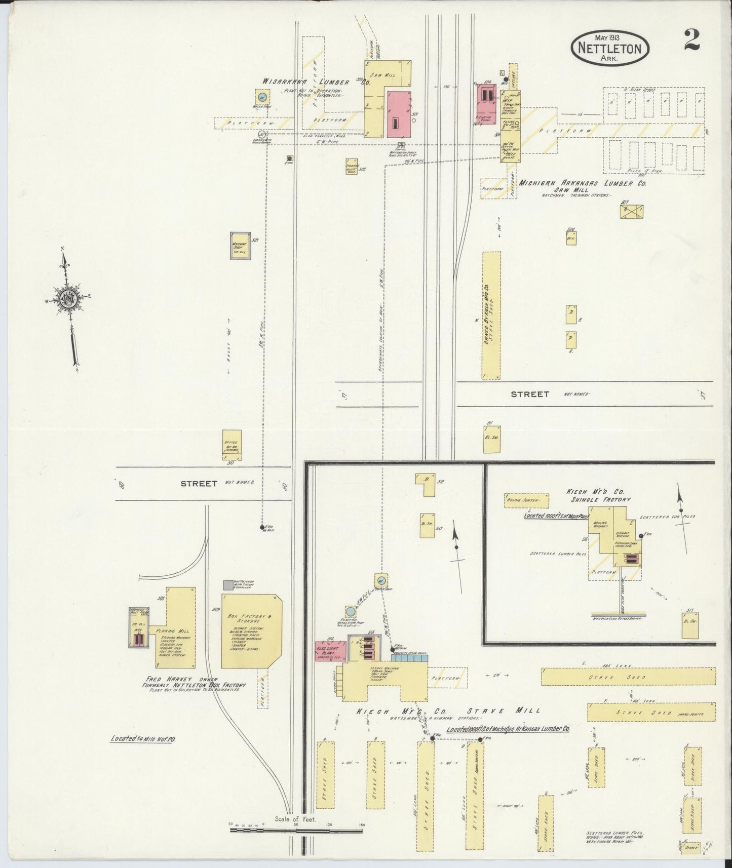 Sanborn Fire Insurance Map from Nettleton, Craighead County, Arkansas (1913), Sheet #0002 - Complete Map Set gallery image, historic Sanborn map, vintage wall art, Arkansas Arkansas