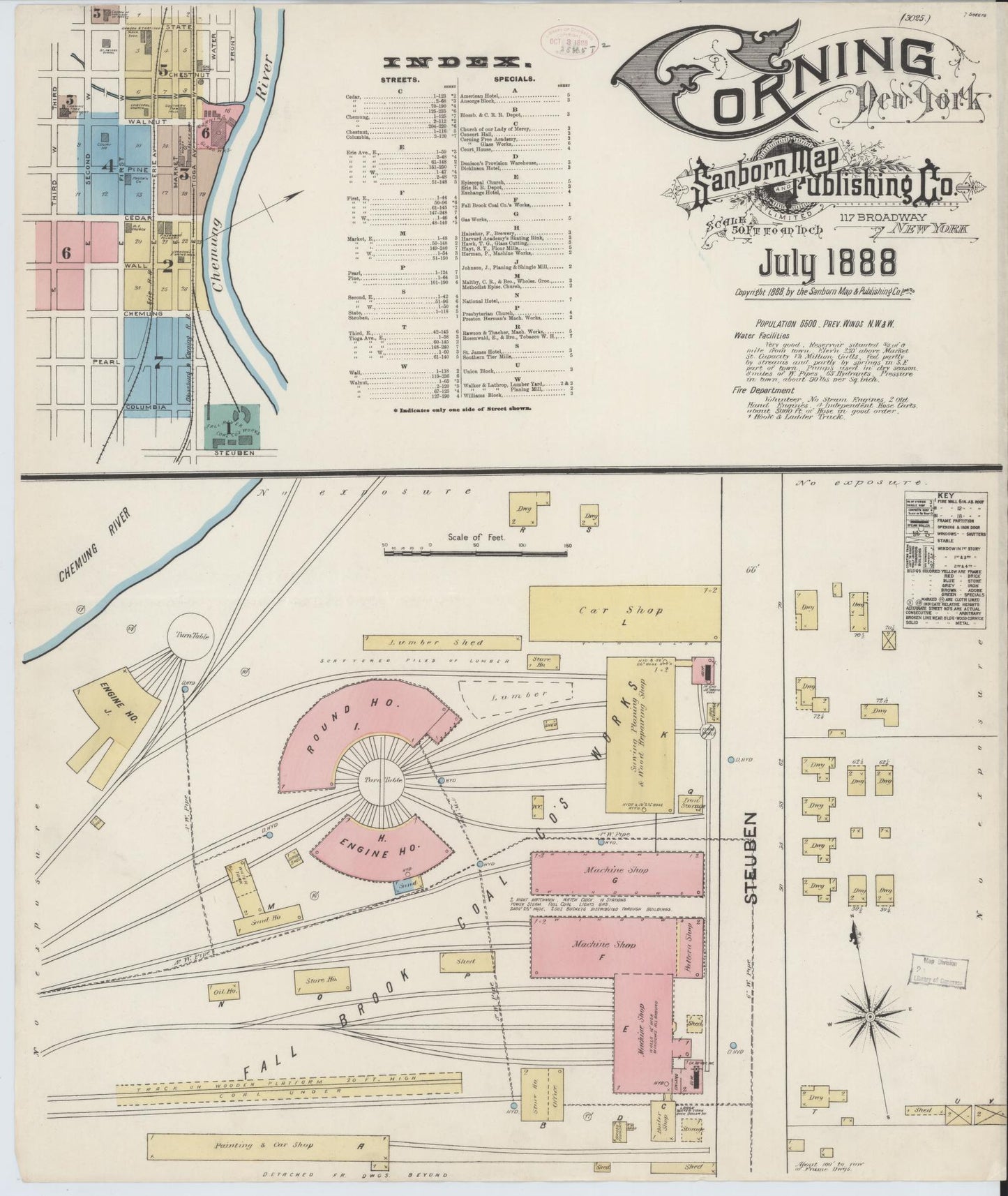 Sanborn Fire Insurance Map from Corning, Steuben County, New York. (1888) – Historic Sanborn Fire Insurance Map Print
