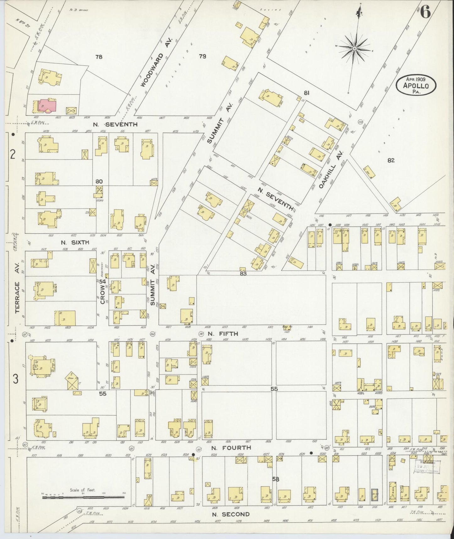 Sanborn Fire Insurance Map from Apollo, Armstrong County, Pennsylvania (1909), Sheet #0006 - Historic Sanborn Fire Insurance Map Print, vintage old map wall art, antique decor, genealogy gift, Pennsylvania Pennsylvania map