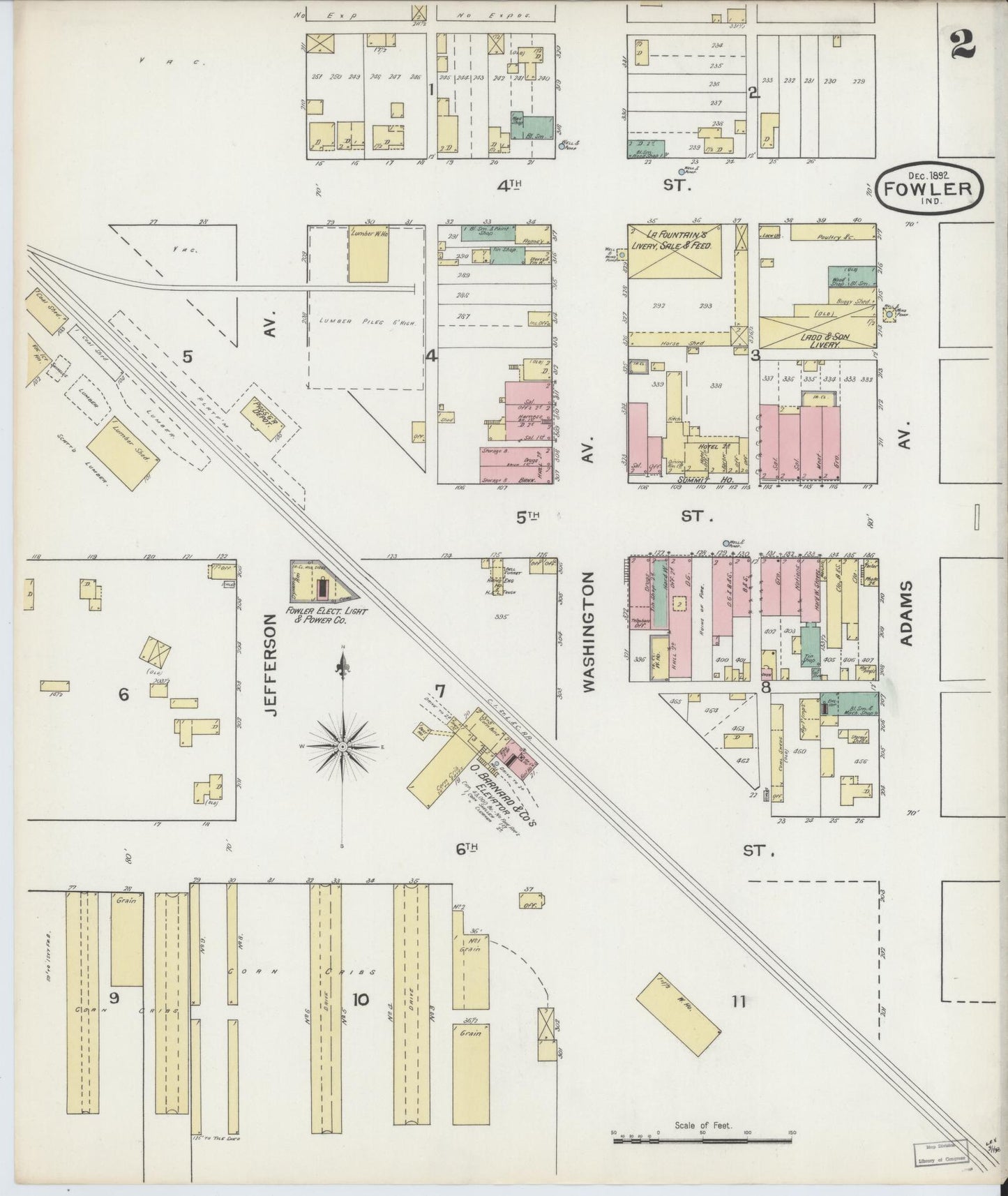 Sanborn Fire Insurance Map from Fowler, Benton County, Indiana (1892), Sheet #0002 - Complete Map Set gallery image, historic Sanborn map, vintage wall art, Indiana Indiana