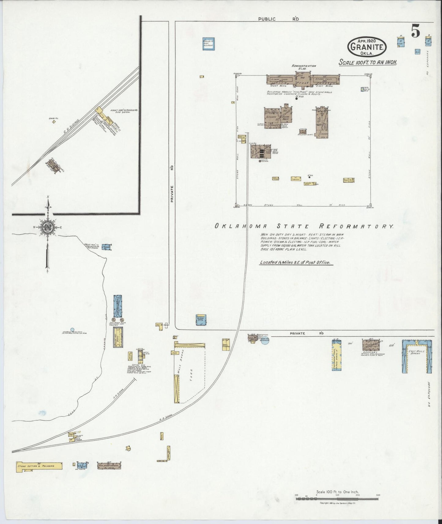 Sanborn Fire Insurance Map from Granite, Greer County, Oklahoma (1920), Sheet #0005 - Complete Map Set gallery image, historic Sanborn map, vintage wall art, Oklahoma Oklahoma