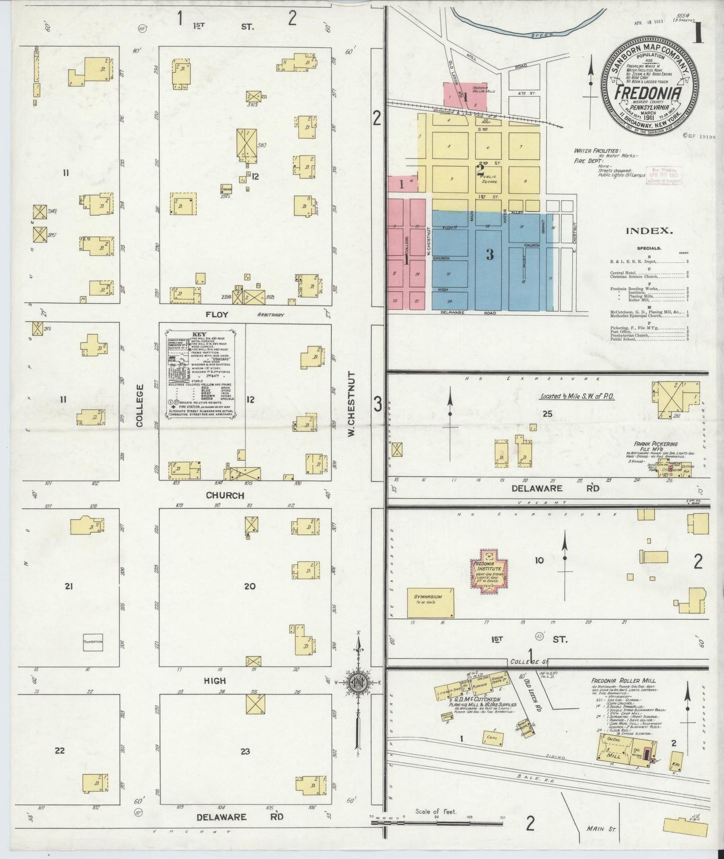 Sanborn Fire Insurance Map from Fredonia, Mercer County, Pennsylvania (1911), Sheet #0001 - Historic Sanborn Fire Insurance Map Print, vintage old map wall art, antique decor, genealogy gift, Pennsylvania Pennsylvania map
