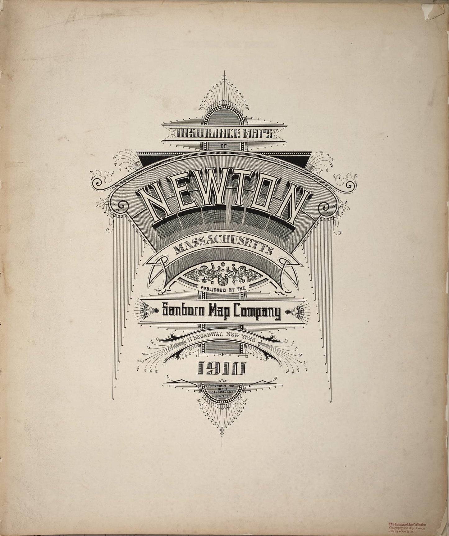 Sanborn Fire Insurance Map from Newton, Middlesex County, Massachusetts (1910), Sheet #0001 - Historic Sanborn Fire Insurance Map Print, vintage old map wall art, antique decor, genealogy gift, Massachusetts Massachusetts map