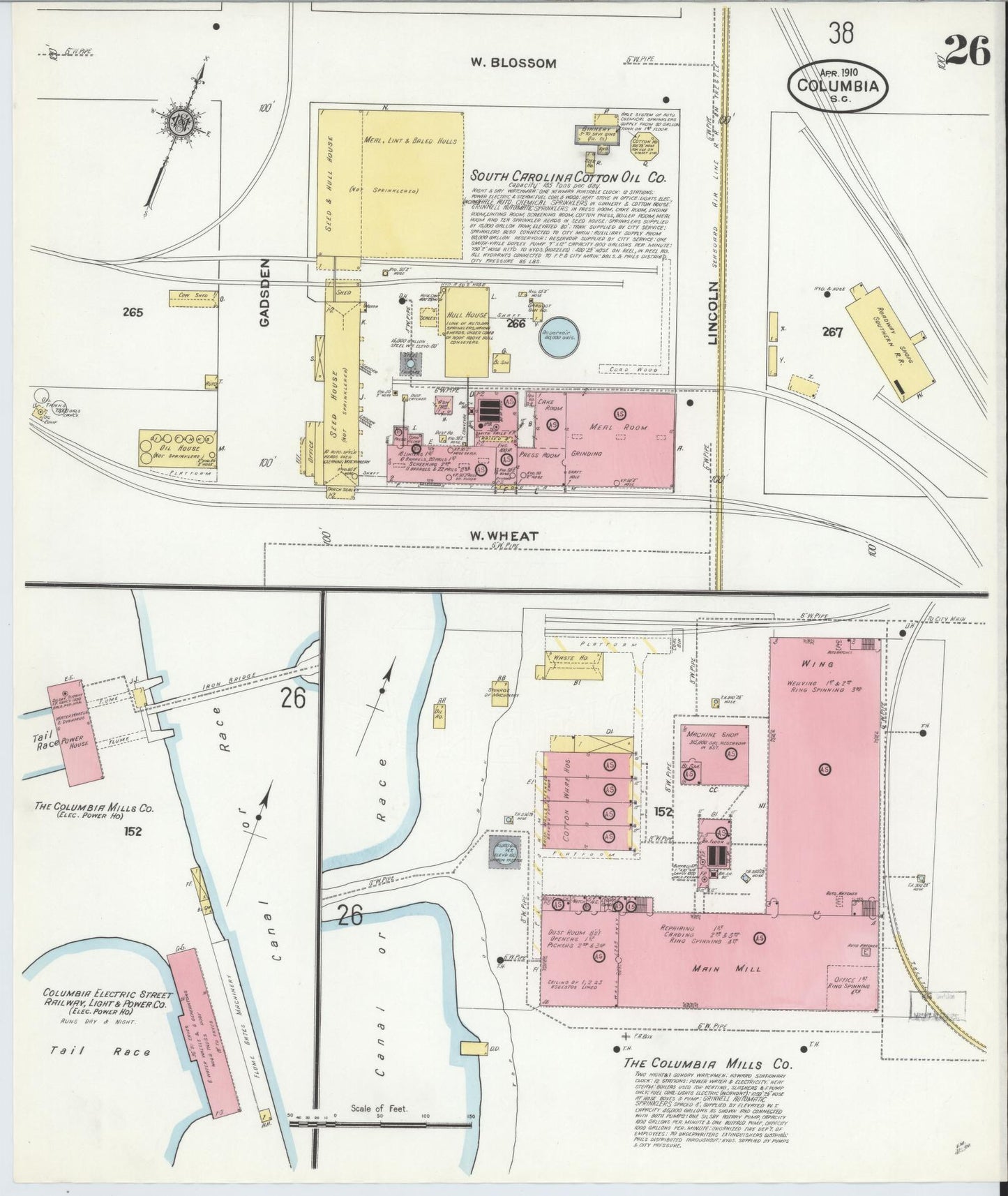 Sanborn Fire Insurance Map from Columbia, Richland County, South Carolina (1910), Sheet #0026 - Historic Sanborn Fire Insurance Map Print, vintage old map wall art, antique decor, genealogy gift, South Carolina South Carolina map