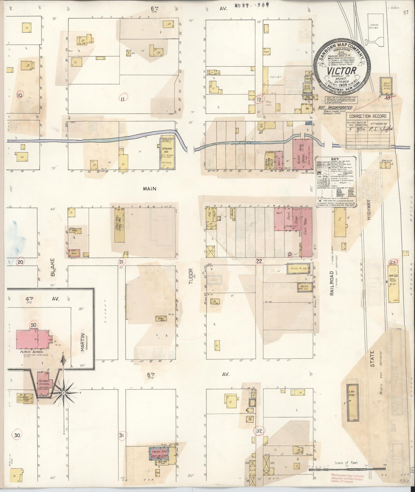 Sanborn Fire Insurance Map from Victor, Ravalli County, Montana (1932), Sheet #0001 - Historic Sanborn Fire Insurance Map Print, vintage old map wall art, antique decor, genealogy gift, Montana Montana map