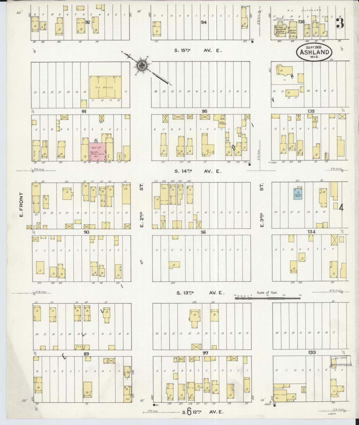 Sanborn Fire Insurance Map from Ashland, Ashland County, Wisconsin (1909), Sheet #0003 - Historic Sanborn Fire Insurance Map Print, vintage old map wall art, antique decor, genealogy gift, Wisconsin Wisconsin map