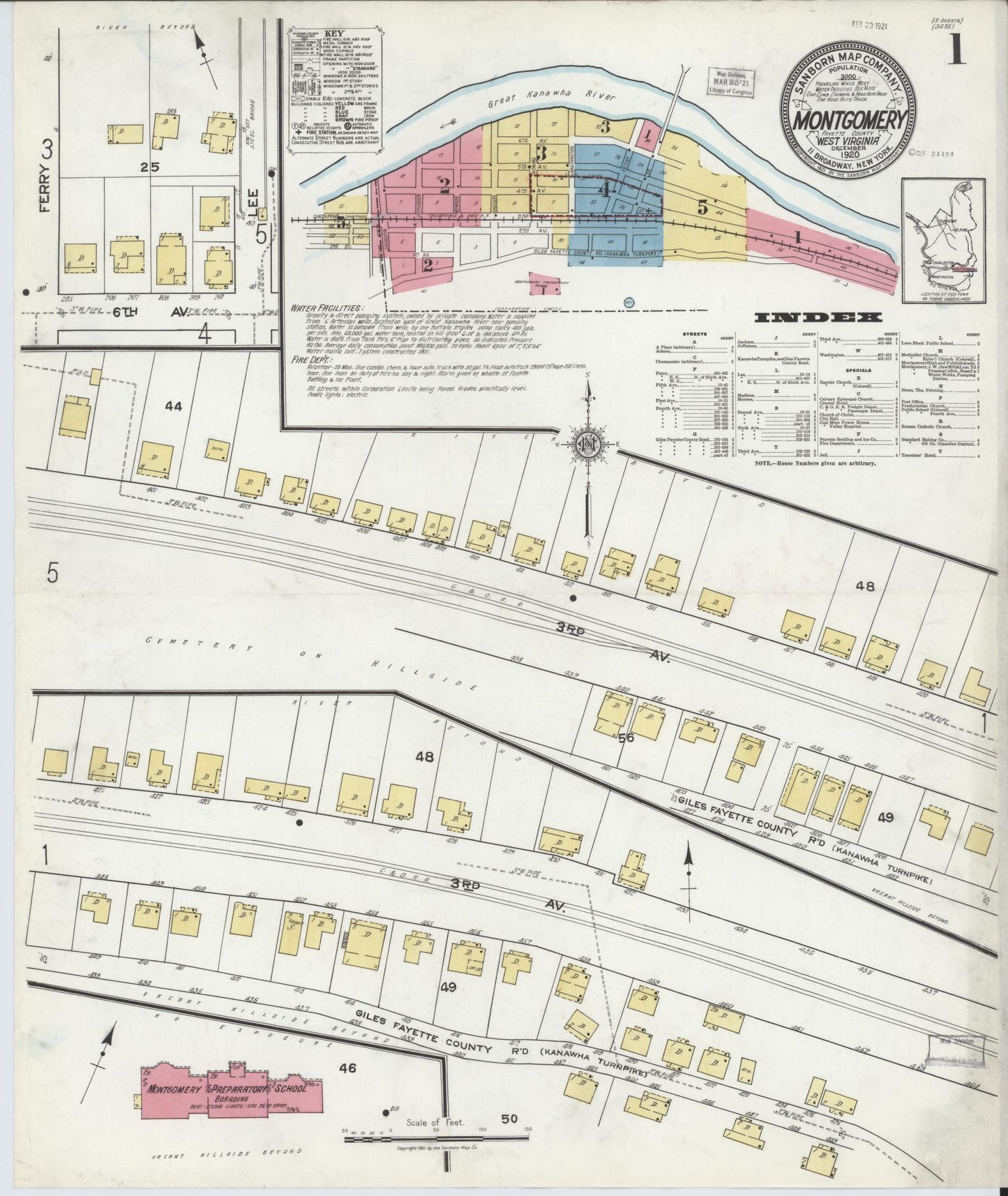 Sanborn Fire Insurance Map from Montgomery, Fayette County, West Virginia. (1920) – Historic Sanborn Fire Insurance Map Print