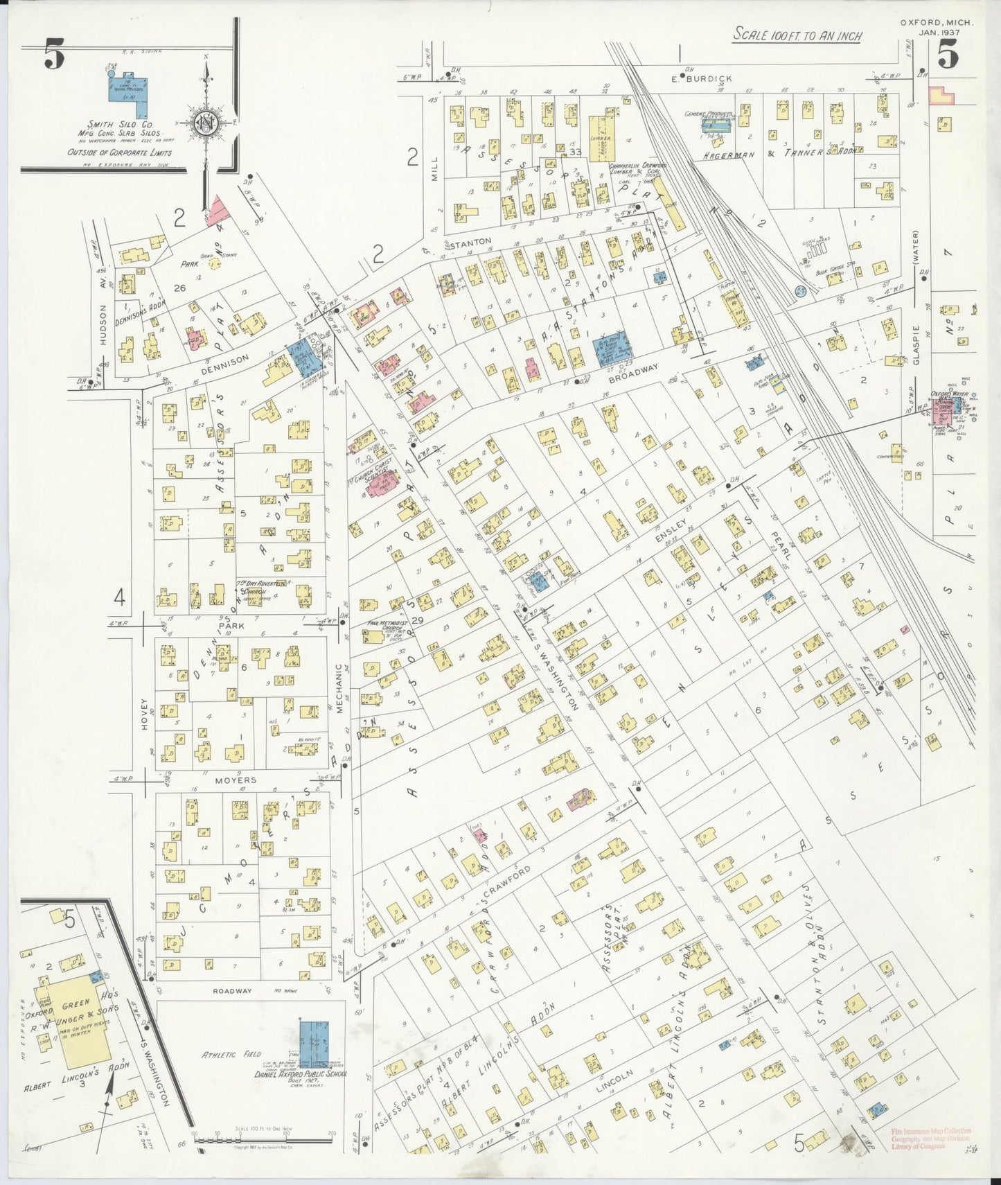 Sanborn Fire Insurance Map from Oxford, Oakland County, Michigan (1937), Sheet #0005 - Complete Map Set gallery image, historic Sanborn map, vintage wall art, Michigan Michigan
