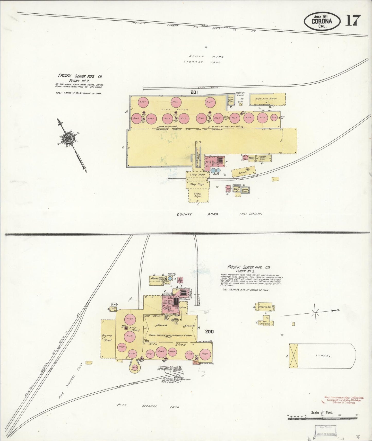 Sanborn Fire Insurance Map from Corona, Riverside County, California (1911), Sheet #0017 - Complete Map Set gallery image, historic Sanborn map, vintage wall art, California California