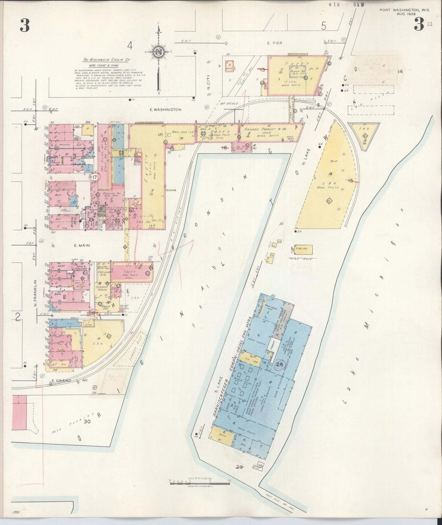 Sanborn Fire Insurance Map from Port Washington, Ozaukee County, Wisconsin (1949), Sheet #0003 - Historic Sanborn Fire Insurance Map Print, vintage old map wall art, antique decor, genealogy gift, Wisconsin Wisconsin map