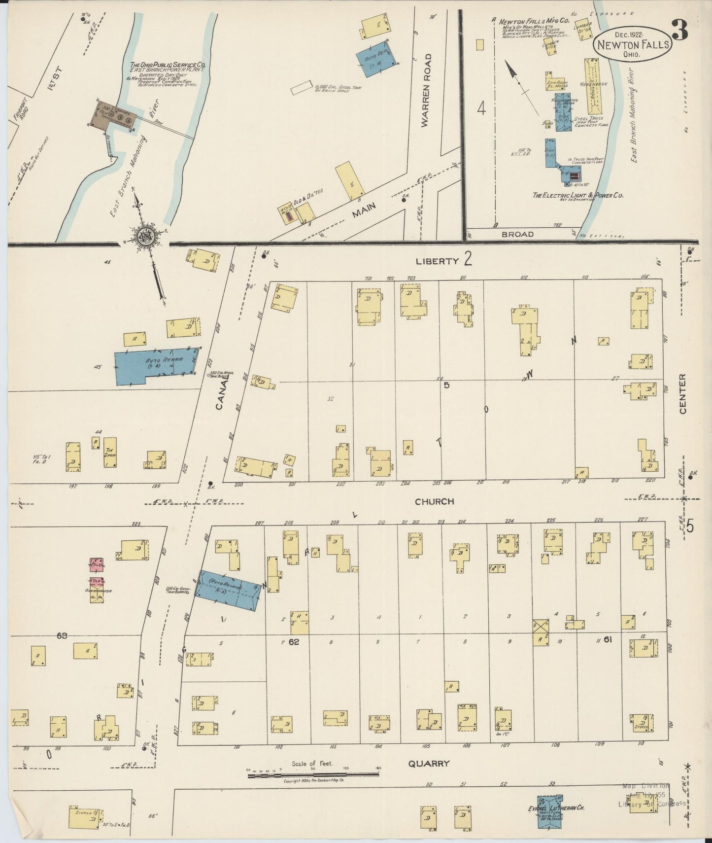 Sanborn Fire Insurance Map from Newton Falls, Trumbull County, Ohio (1922), Sheet #0003 - Historic Sanborn Fire Insurance Map Print, vintage old map wall art, antique decor, genealogy gift, Ohio Ohio map