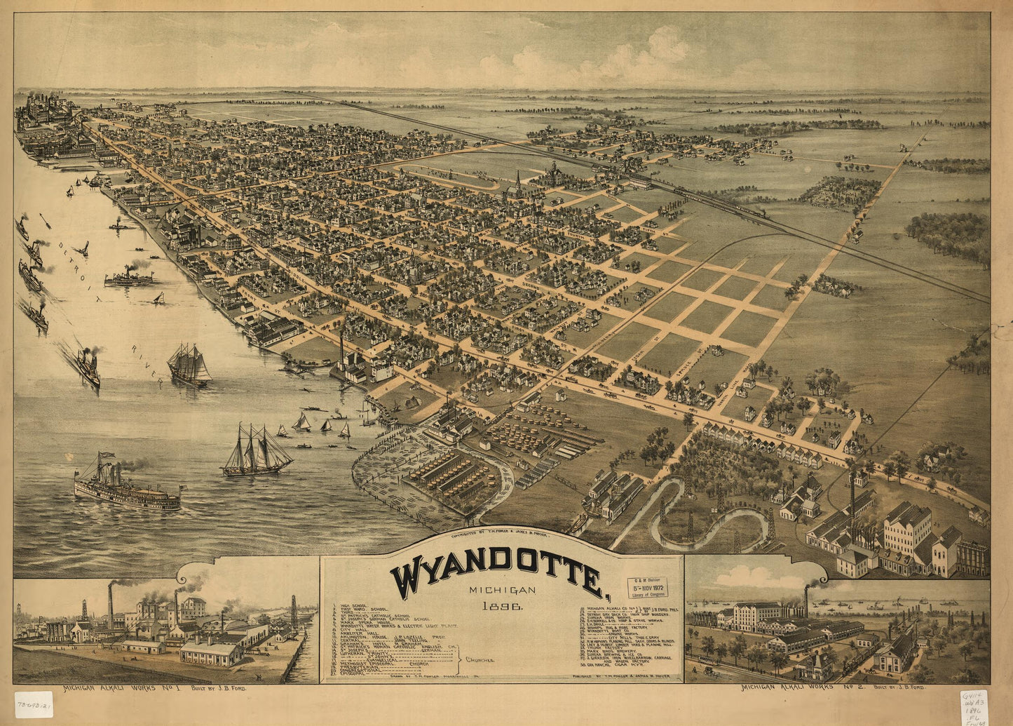 Wyandotte, Michigan 1896 (1896) – Historic Bird’s-Eye View Panorama Print