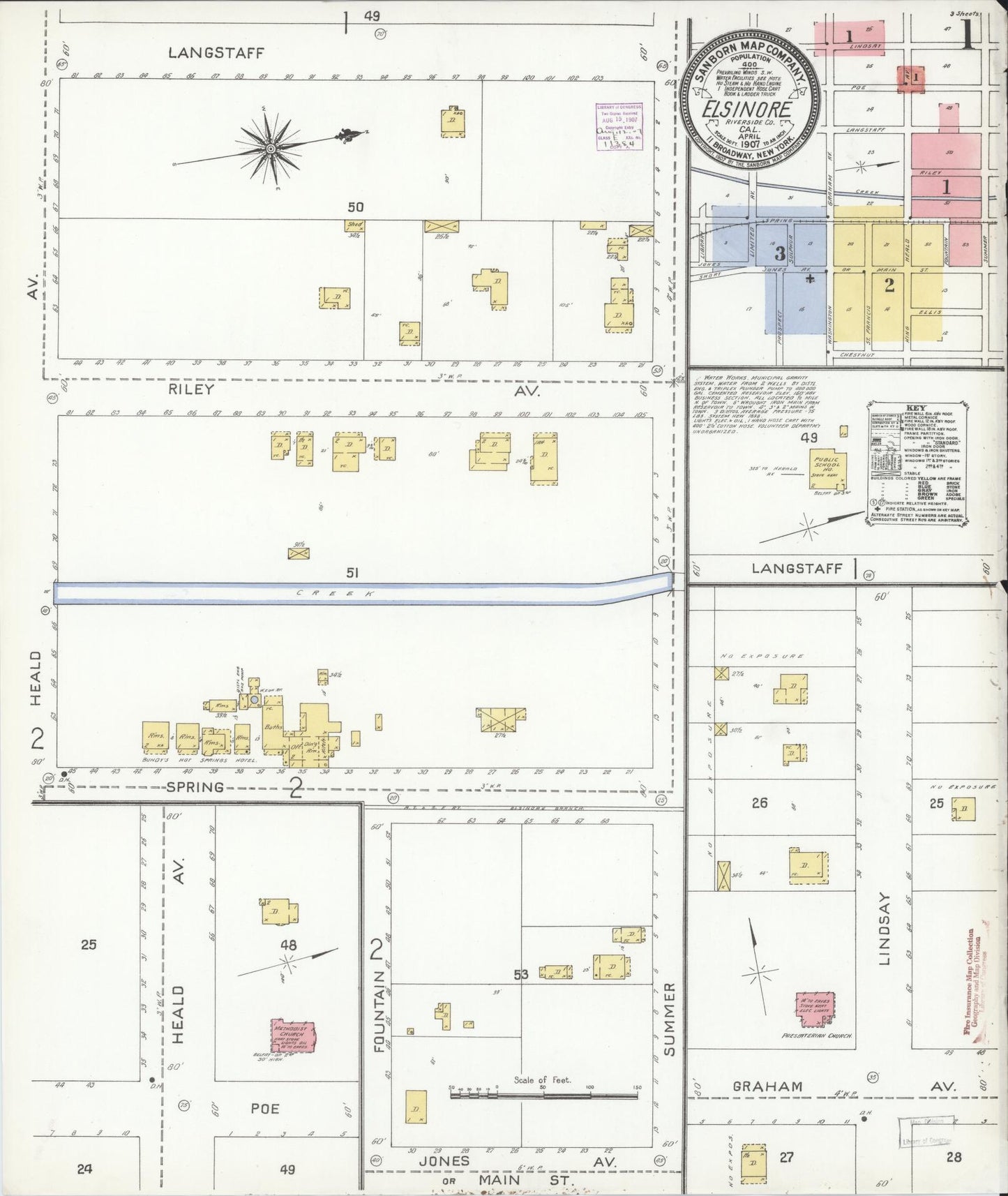 Sanborn Fire Insurance Map from Elsinore, Riverside County, California. (1907) – Historic Sanborn Fire Insurance Map Print