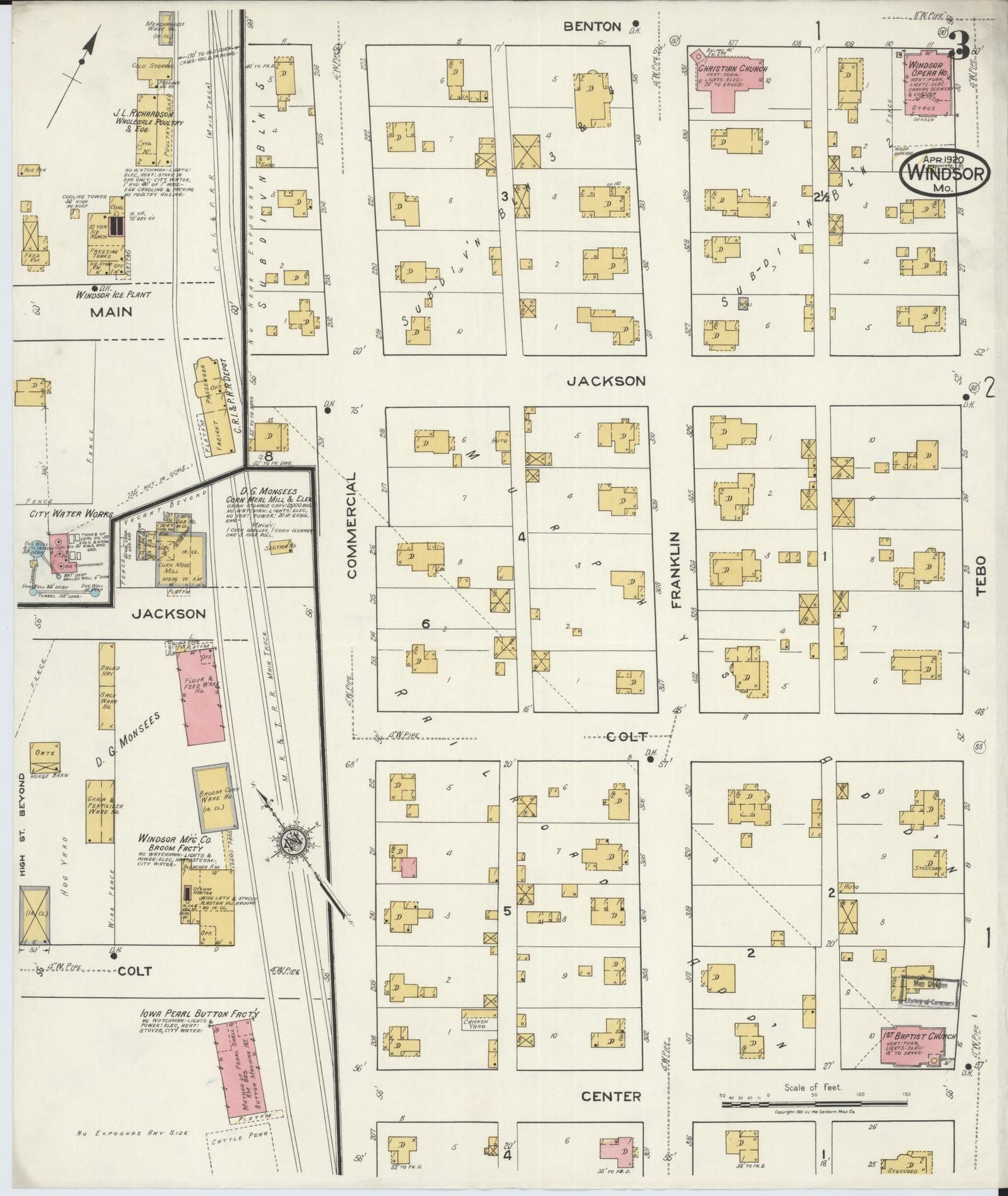 Sanborn Fire Insurance Map from Windsor, Henry County, Missouri (1920), Sheet #0003 - Complete Map Set gallery image, historic Sanborn map, vintage wall art, Missouri Missouri