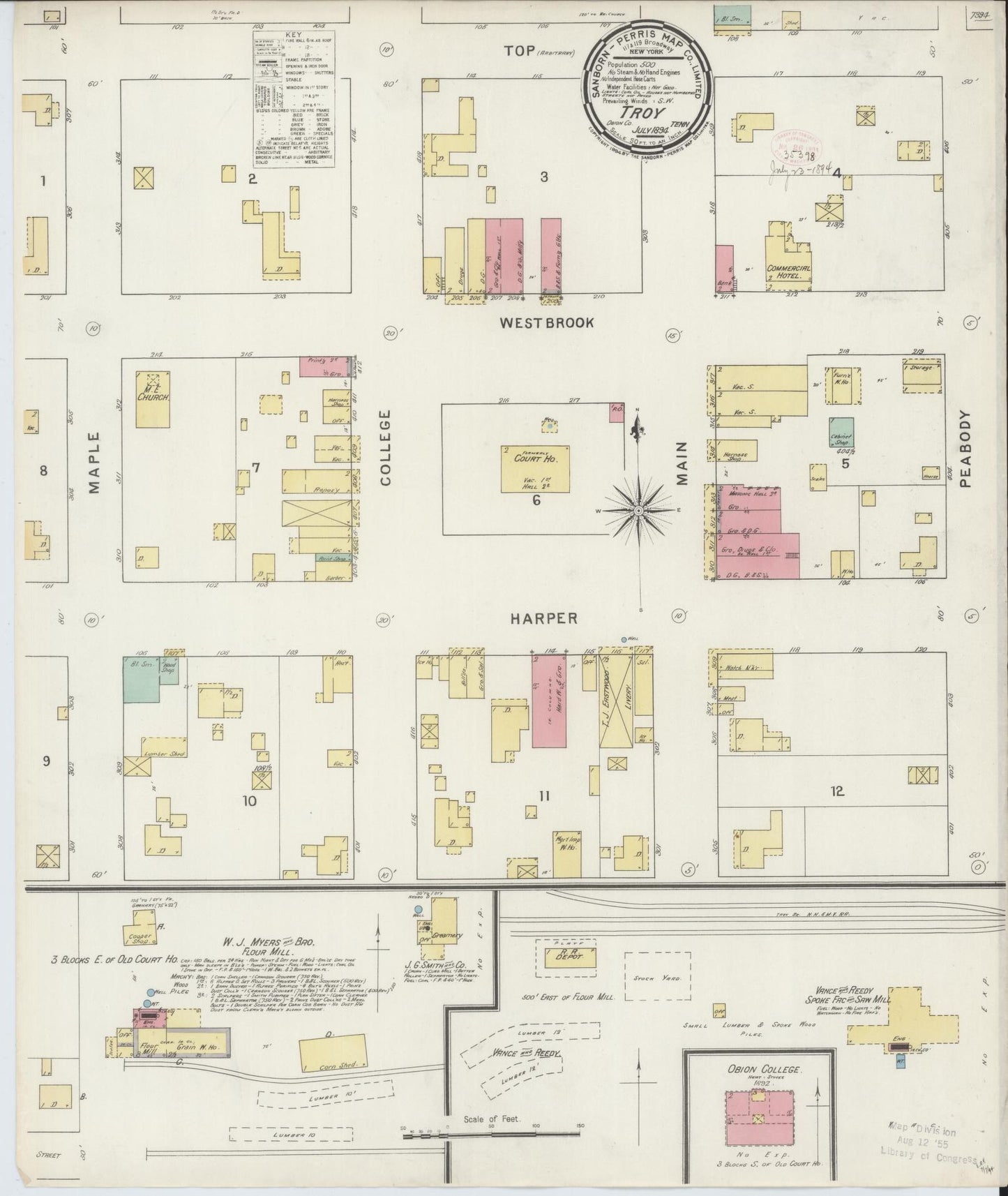 Sanborn Fire Insurance Map from Troy, Obion County, Tennessee. (1894) – Historic Sanborn Fire Insurance Map Print