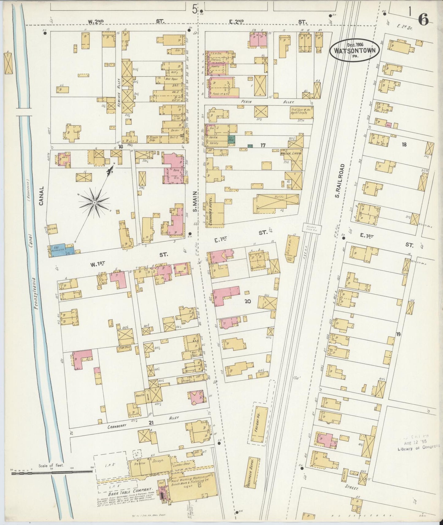 Sanborn Fire Insurance Map from Watsontown, Northumberland County, Pennsylvania (1906), Sheet #0006 - Complete Map Set gallery image, historic Sanborn map, vintage wall art, Pennsylvania Pennsylvania
