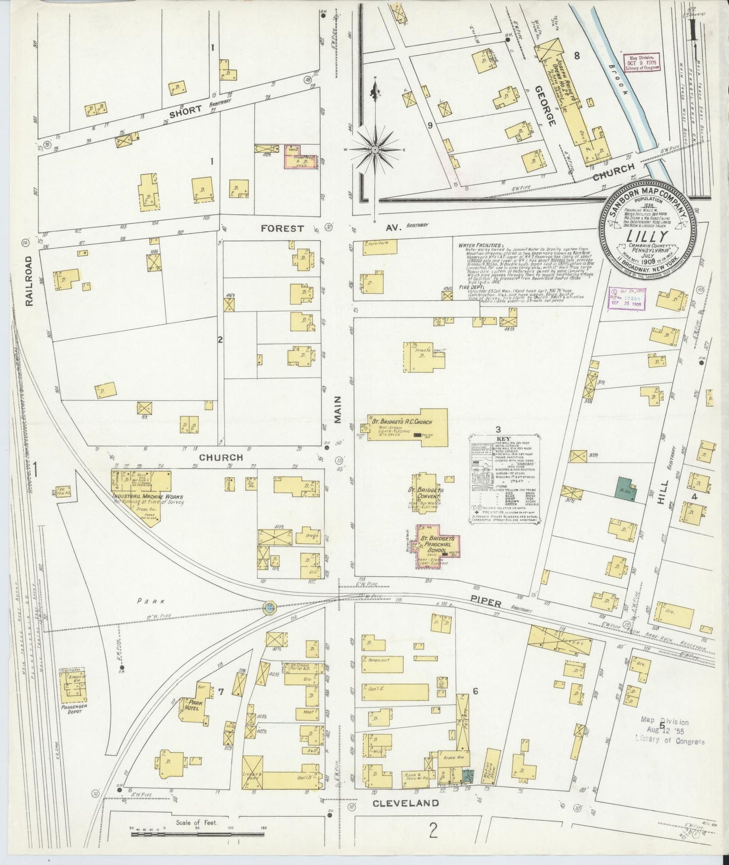 Sanborn Fire Insurance Map from Lilly, Cambria County, Pennsylvania. (1909) – Historic Sanborn Fire Insurance Map Print