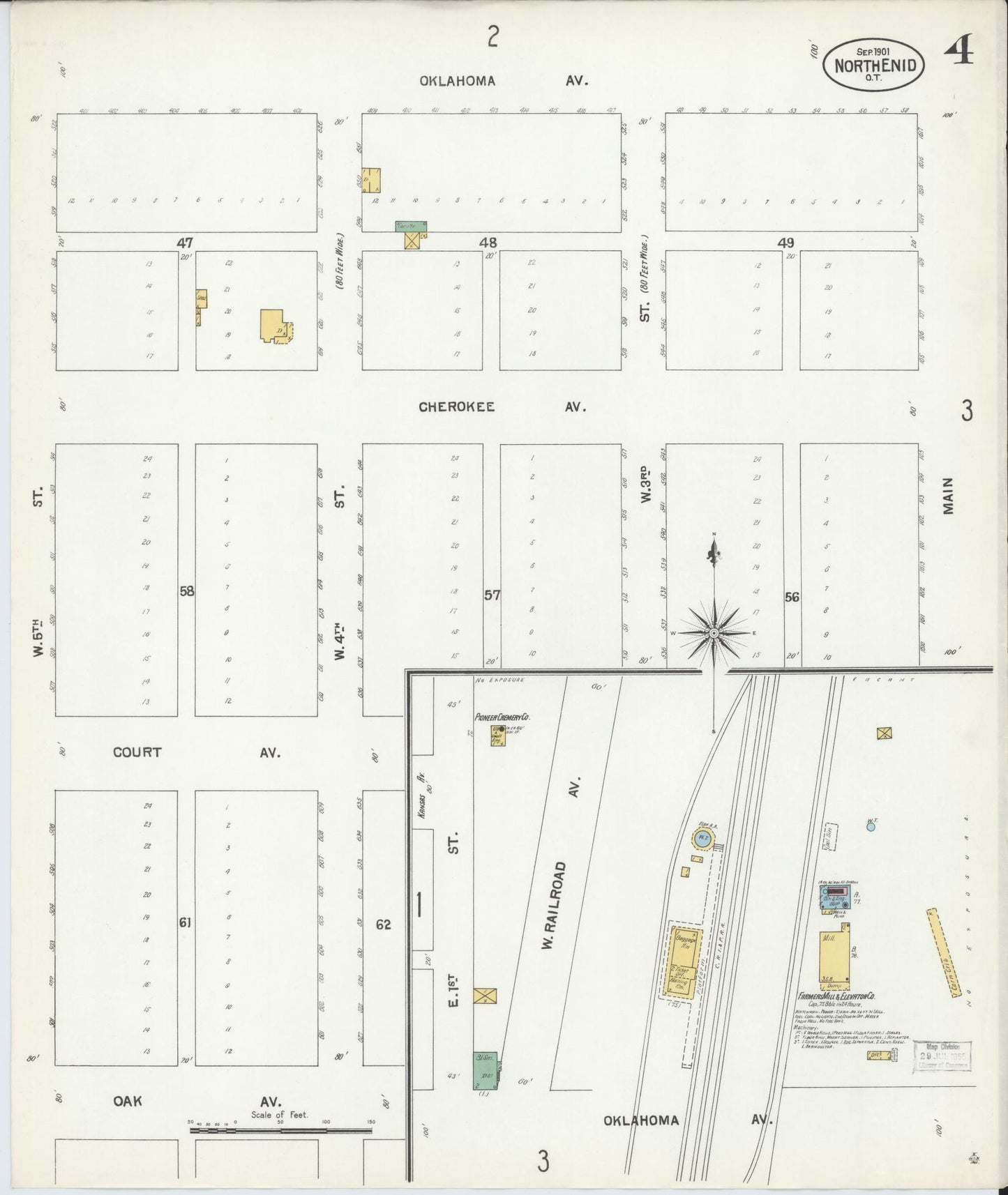 Sanborn Fire Insurance Map from North Enid, Garfield County, Oklahoma (1901), Sheet #0004 - Historic Sanborn Fire Insurance Map Print, vintage old map wall art, antique decor, genealogy gift, Oklahoma Oklahoma map