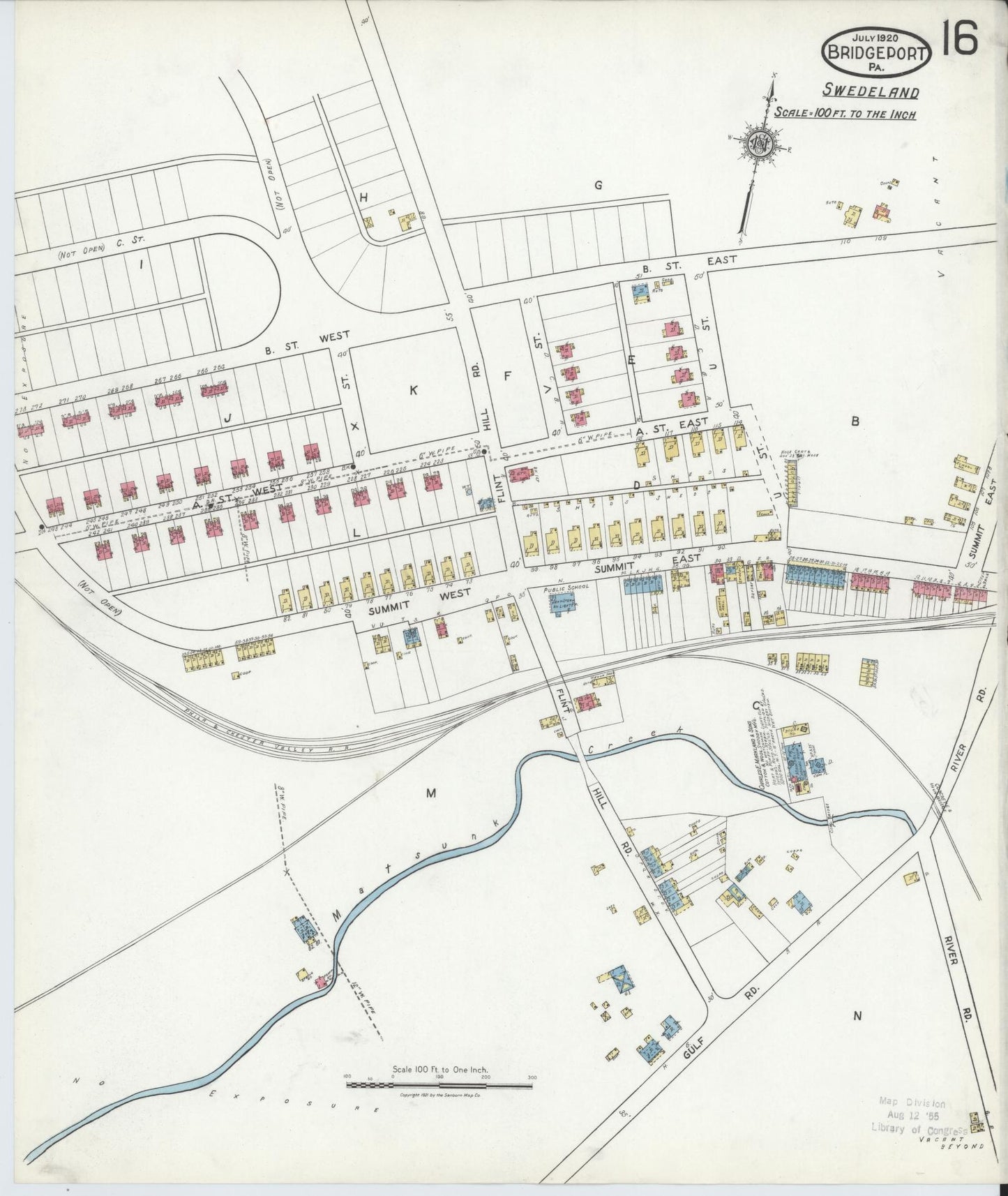 Sanborn Fire Insurance Map from Bridgeport, Montgomery County, Pennsylvania (1920), Sheet #0016 - Historic Sanborn Fire Insurance Map Print, vintage old map wall art, antique decor, genealogy gift, Pennsylvania Pennsylvania map