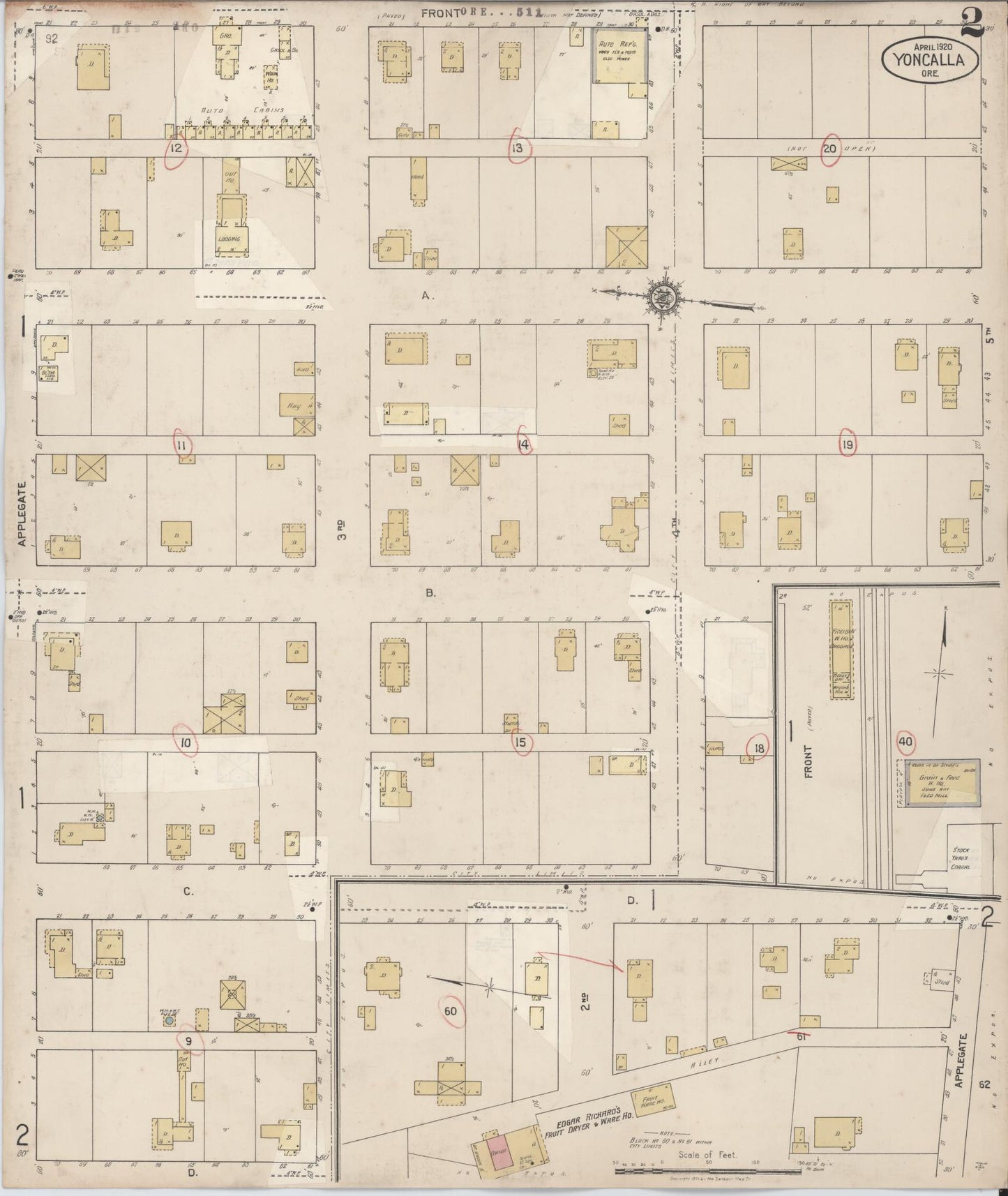 Sanborn Fire Insurance Map from Yoncalla, Douglas County, Oregon (1931), Sheet #0002 - Complete Map Set gallery image, historic Sanborn map, vintage wall art, Oregon Oregon