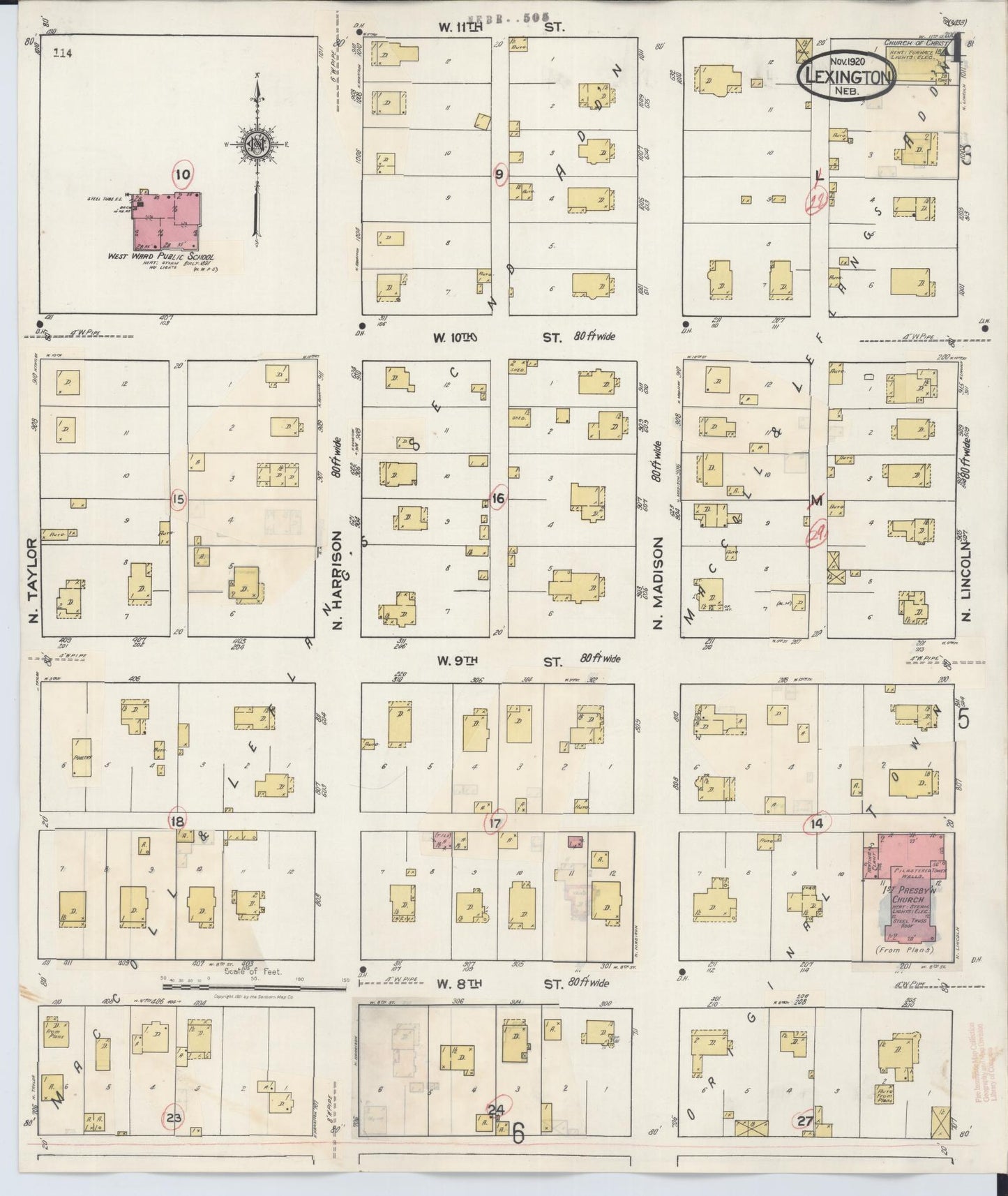 Sanborn Fire Insurance Map from Lexington, Dawson County, Nebraska (1943), Sheet #0004 - Historic Sanborn Fire Insurance Map Print, vintage old map wall art, antique decor, genealogy gift, Nebraska Nebraska map