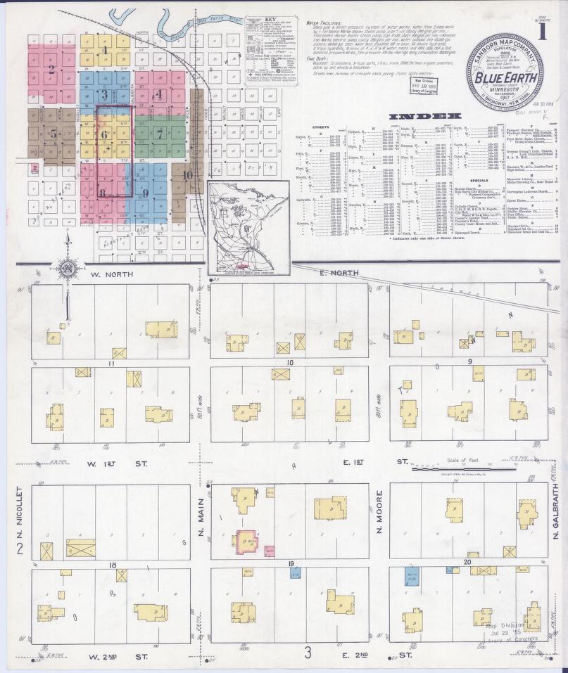 Sanborn Fire Insurance Map from Blue Earth, Faribault County, Minnesota. (1917) – Map View