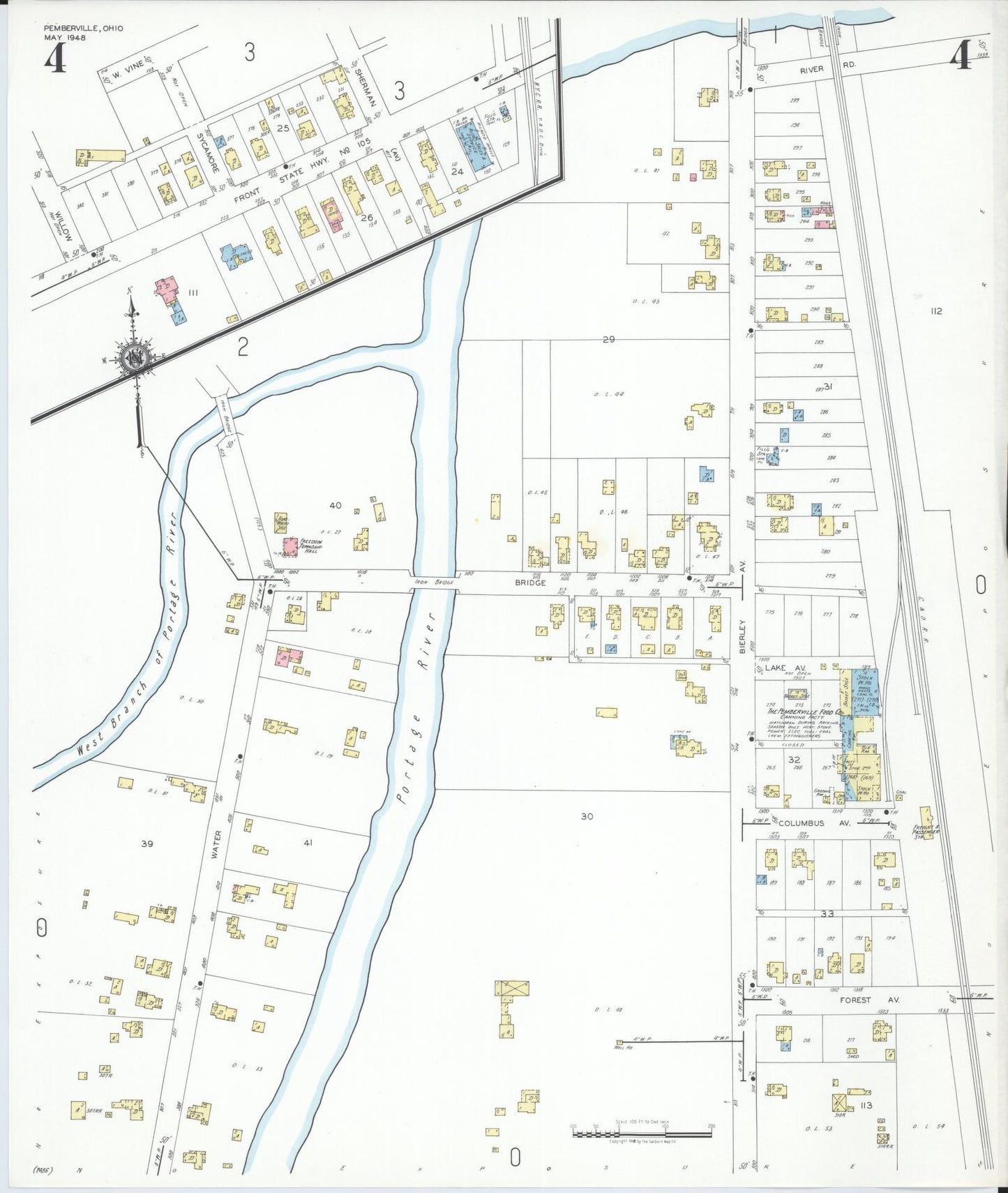 Sanborn Fire Insurance Map from Pemberville, Wood County, Ohio (1948), Sheet #0004 - Complete Map Set gallery image, historic Sanborn map, vintage wall art, Ohio Ohio
