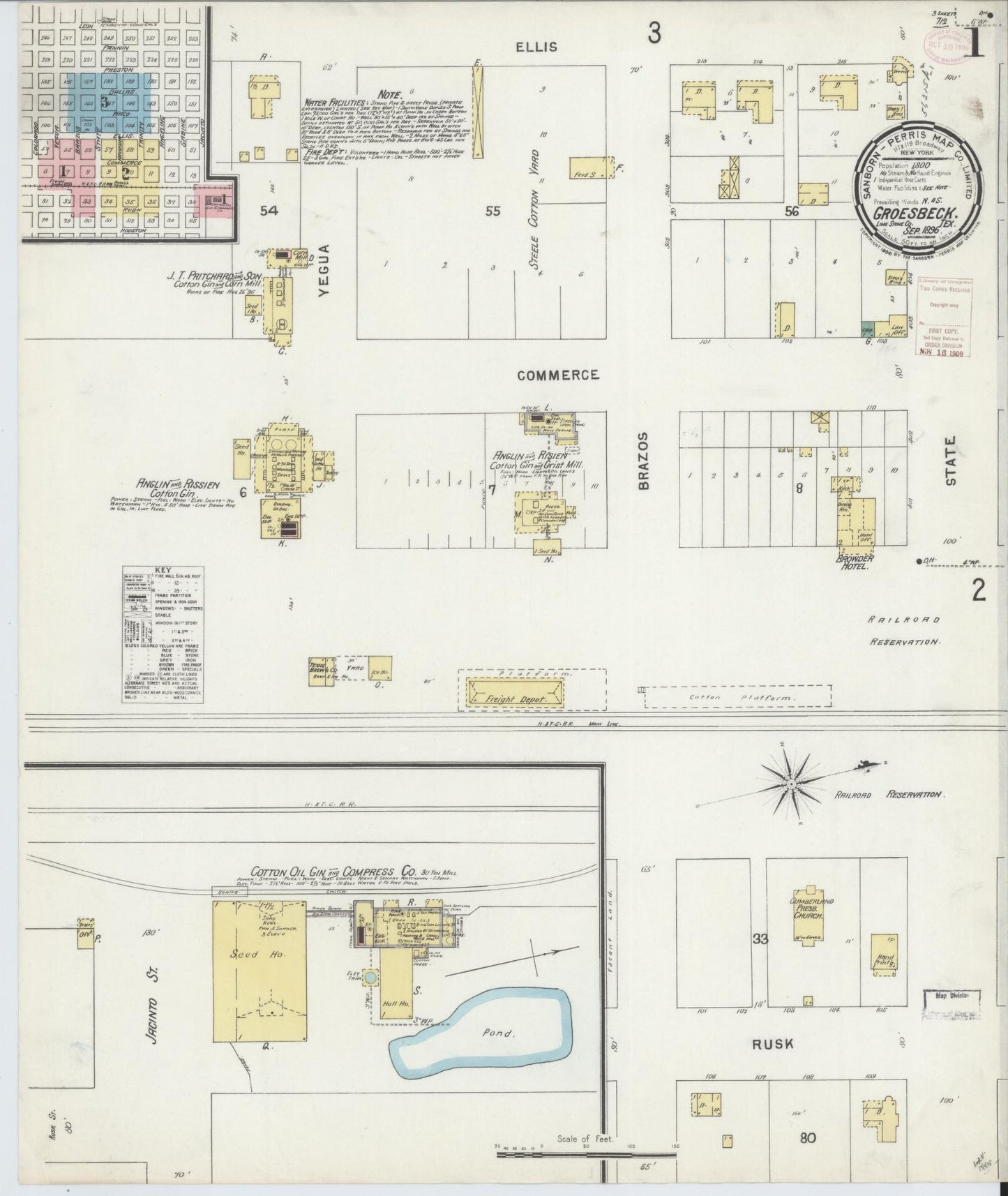 Sanborn Fire Insurance Map from Groesbeck, Limestone County, Texas. (1896) – Historic Sanborn Fire Insurance Map Print