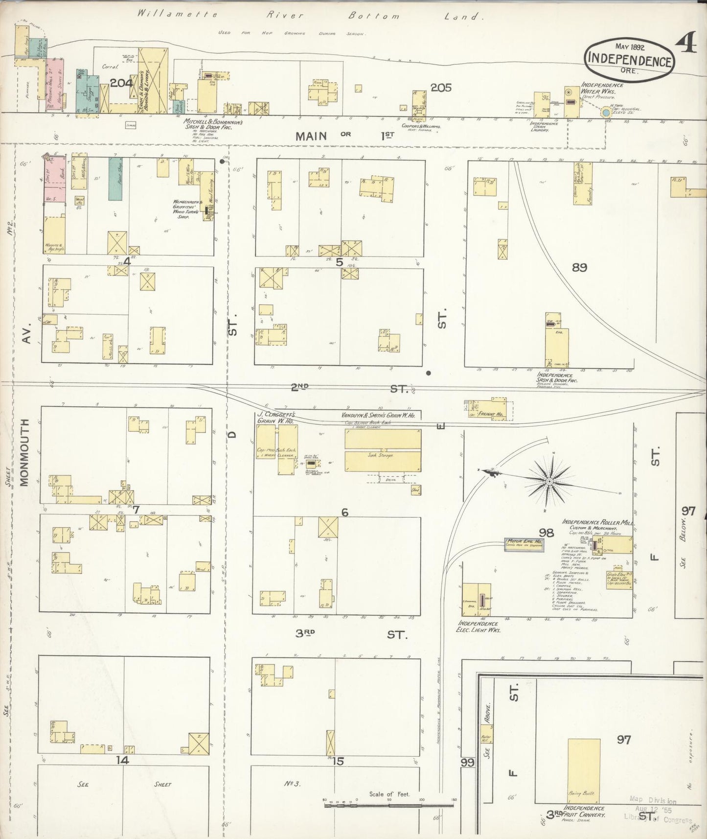 Sanborn Fire Insurance Map from Independence, Polk County, Oregon (1892), Sheet #0004 - Complete Map Set gallery image, historic Sanborn map, vintage wall art, Oregon Oregon