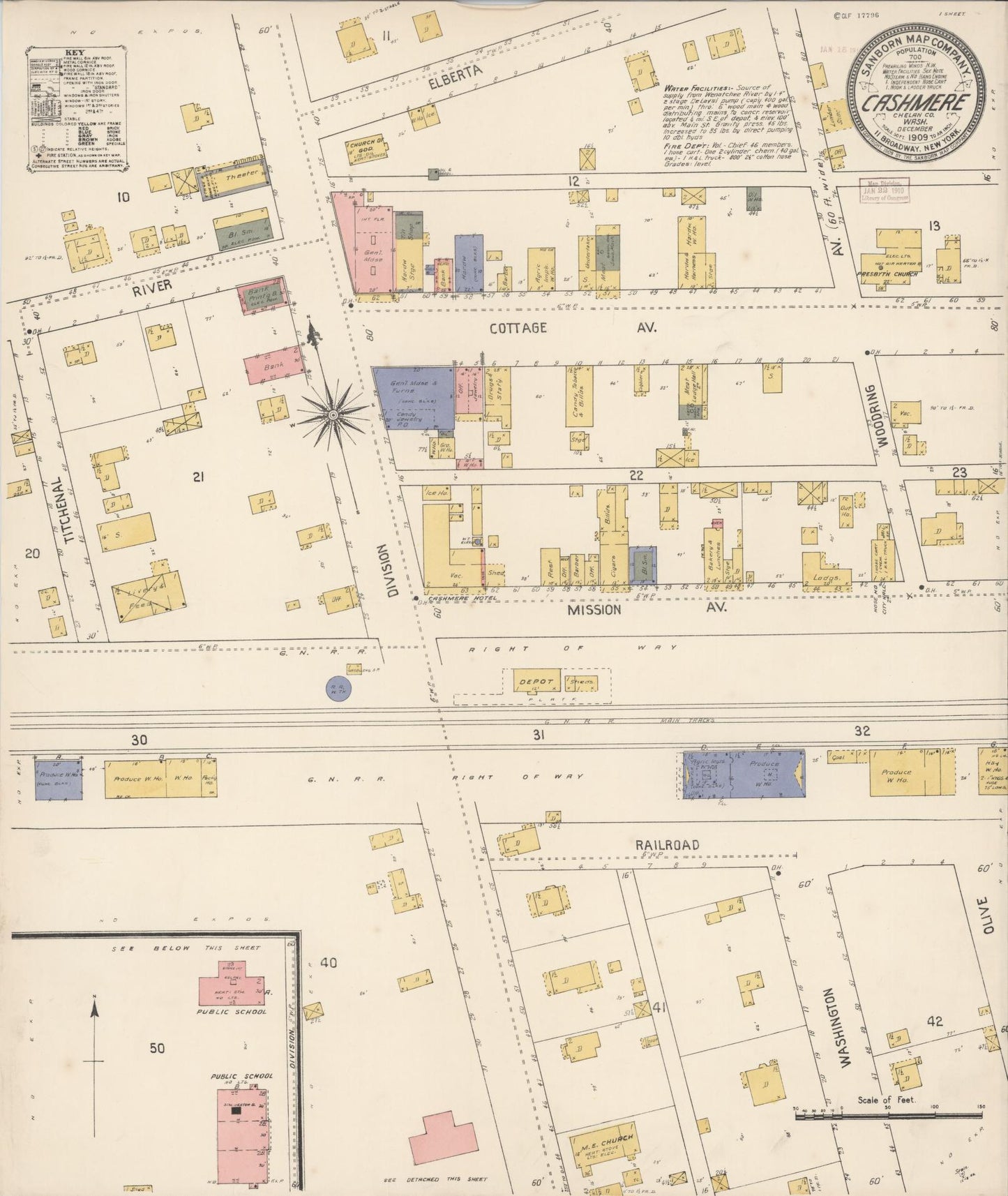 Sanborn Fire Insurance Map from Cashmere, Chelan County, Washington. (1909) – Historic Sanborn Fire Insurance Map Print