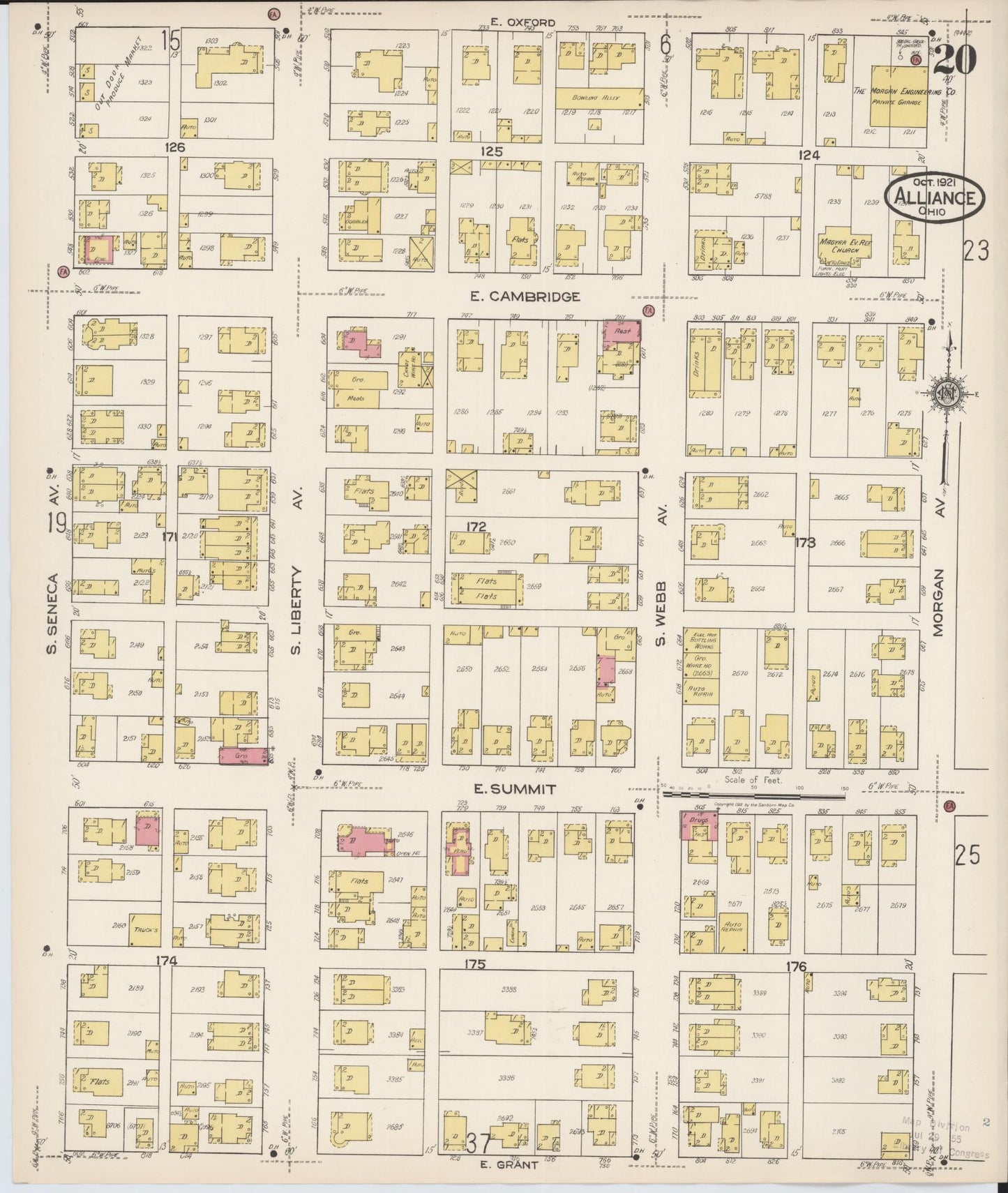 Sanborn Fire Insurance Map from Alliance, Stark County, Ohio (1921), Sheet #0020 - Historic Sanborn Fire Insurance Map Print, vintage old map wall art, antique decor, genealogy gift, Ohio Ohio map